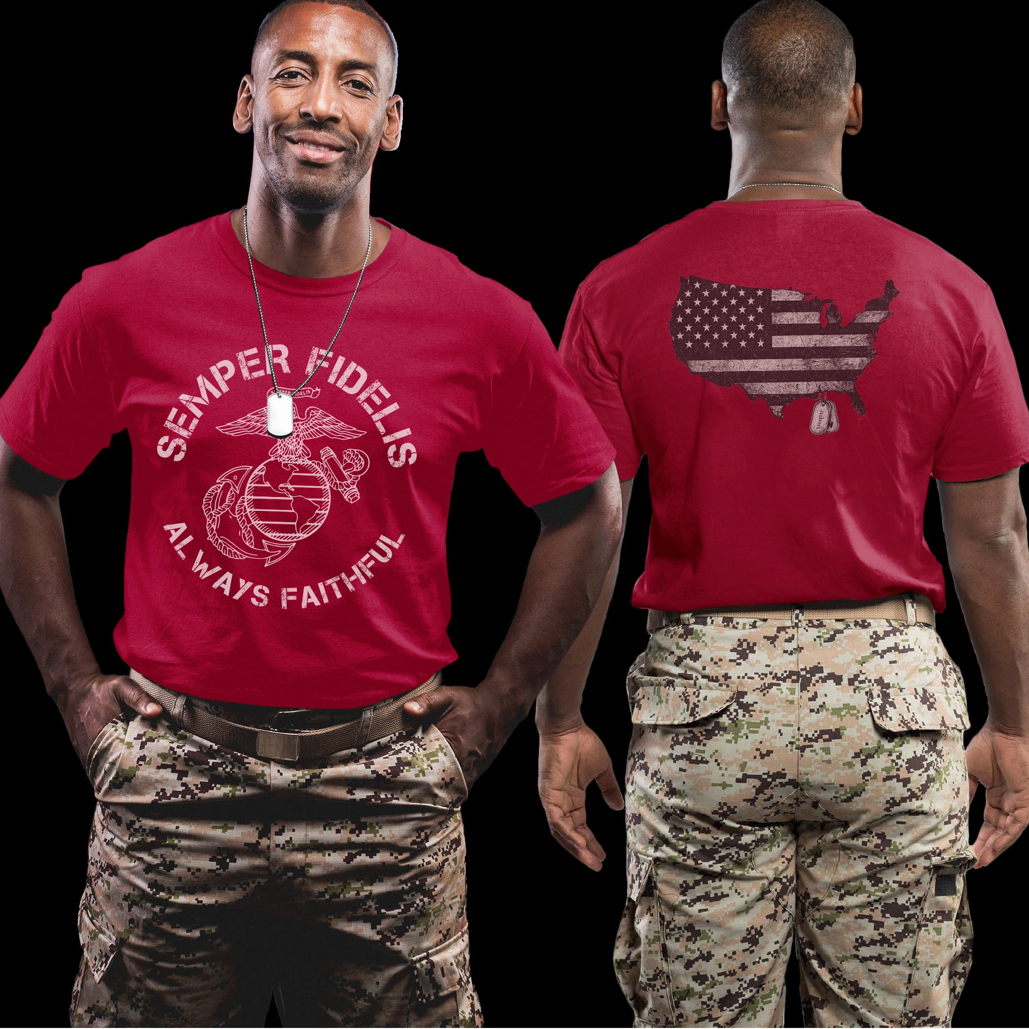 Semper Fidelis Always Faithful US Marine Corps Military Veteran Tribute T-Shirt