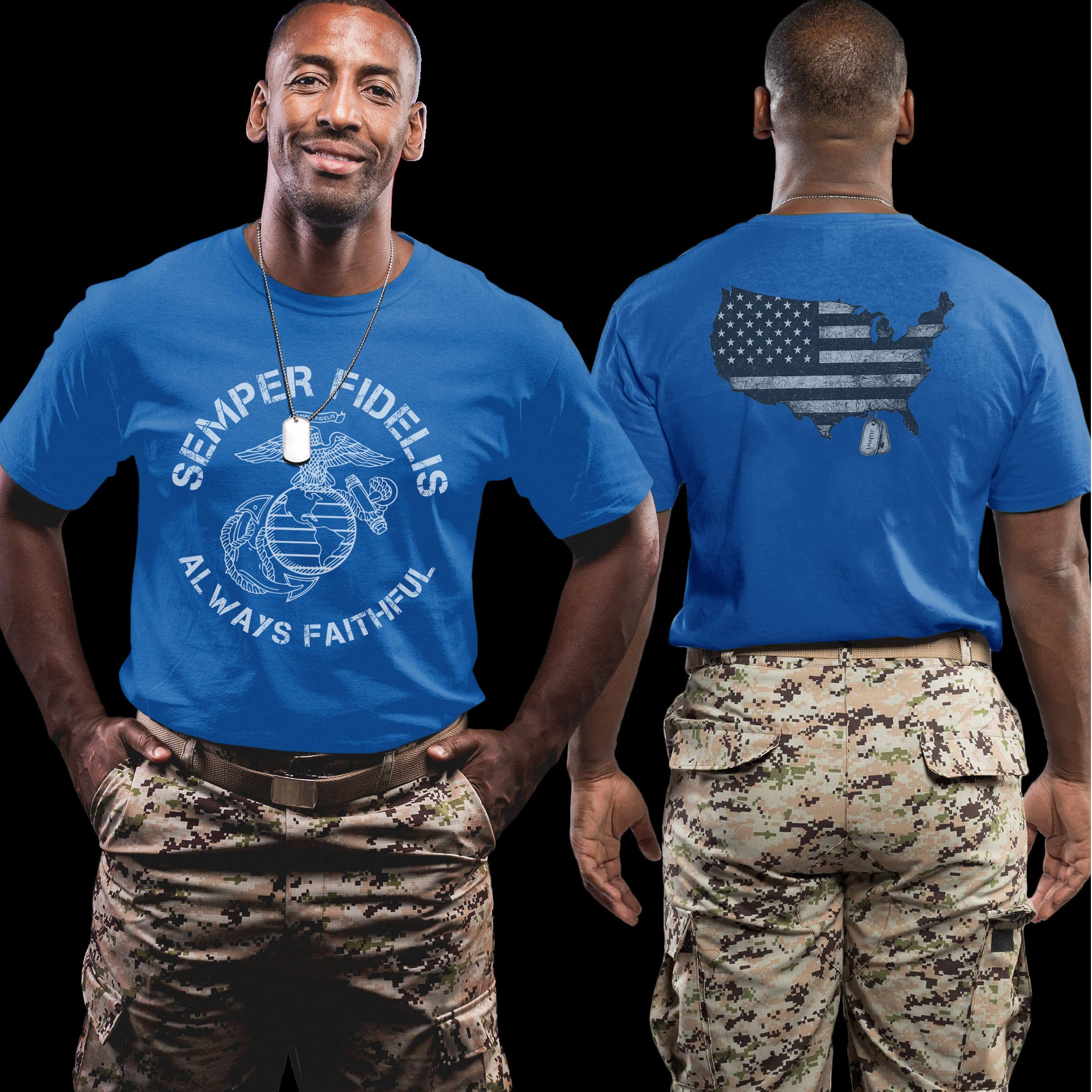 Semper Fidelis Always Faithful US Marine Corps Military Veteran Tribute T-Shirt