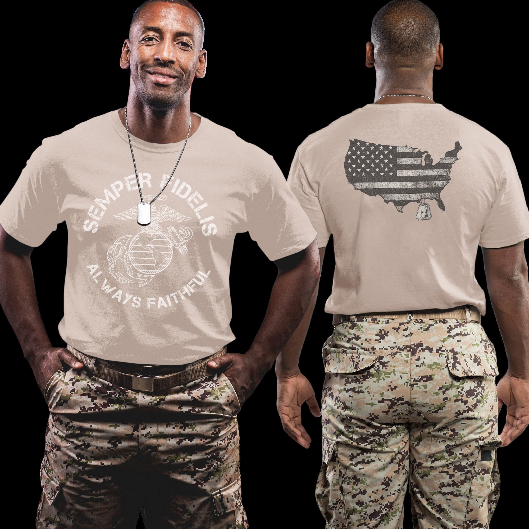 Semper Fidelis Always Faithful US Marine Corps Military Veteran Tribute T-Shirt