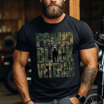 Proud Black Veteran US Military Service Honor and Patriotic Pride T-Shirt