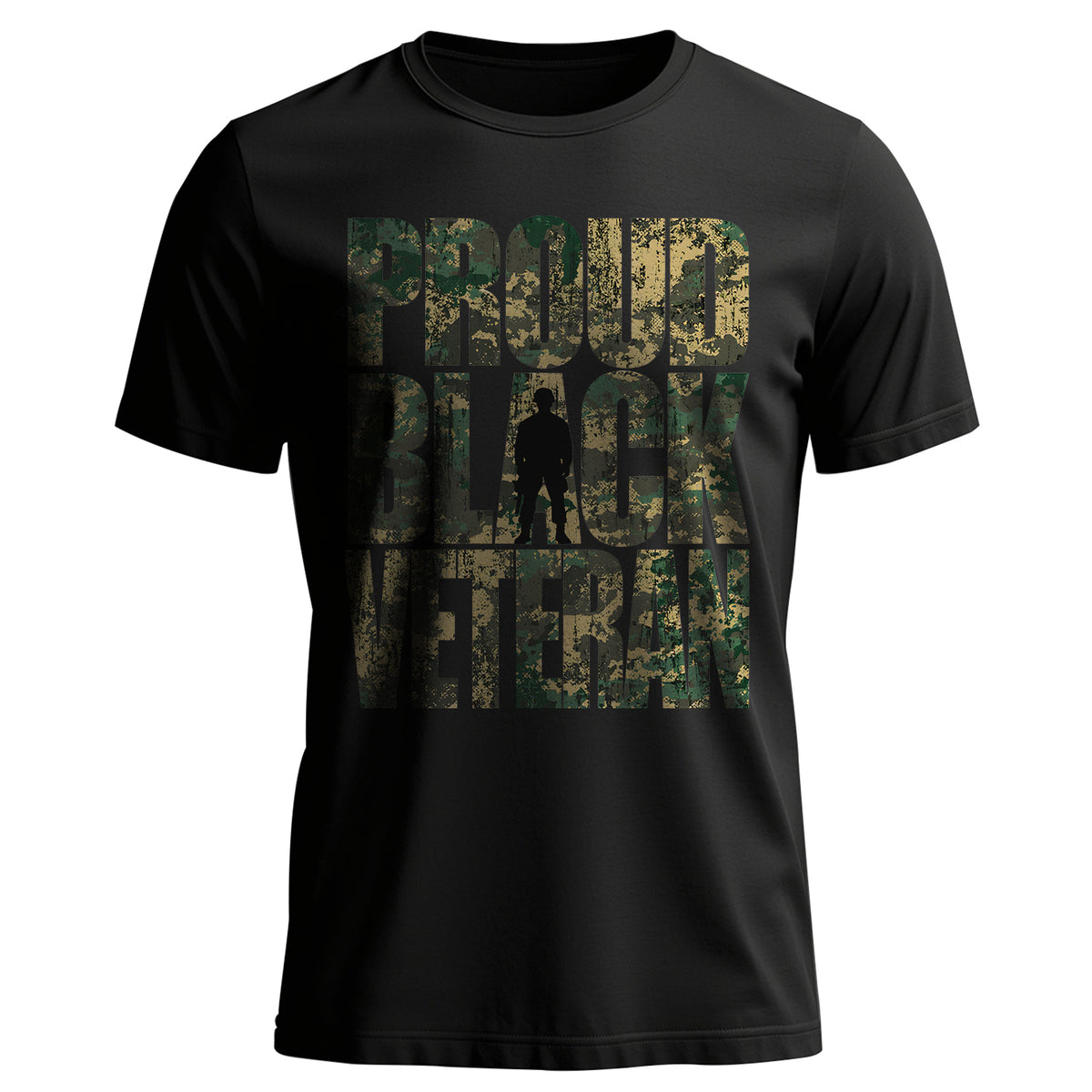 Proud Black Veteran US Military Service T-Shirt Main image