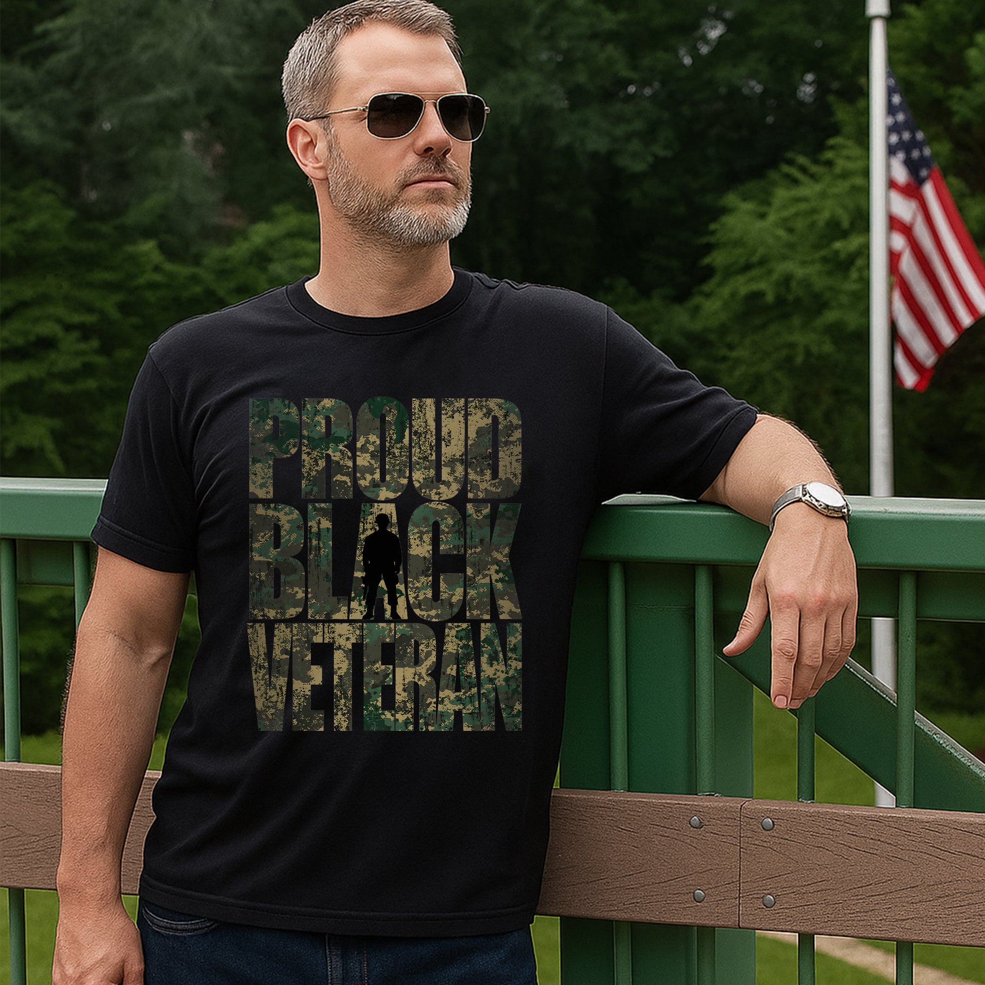 Proud Black Veteran US Military Service Honor and Patriotic Pride T-Shirt