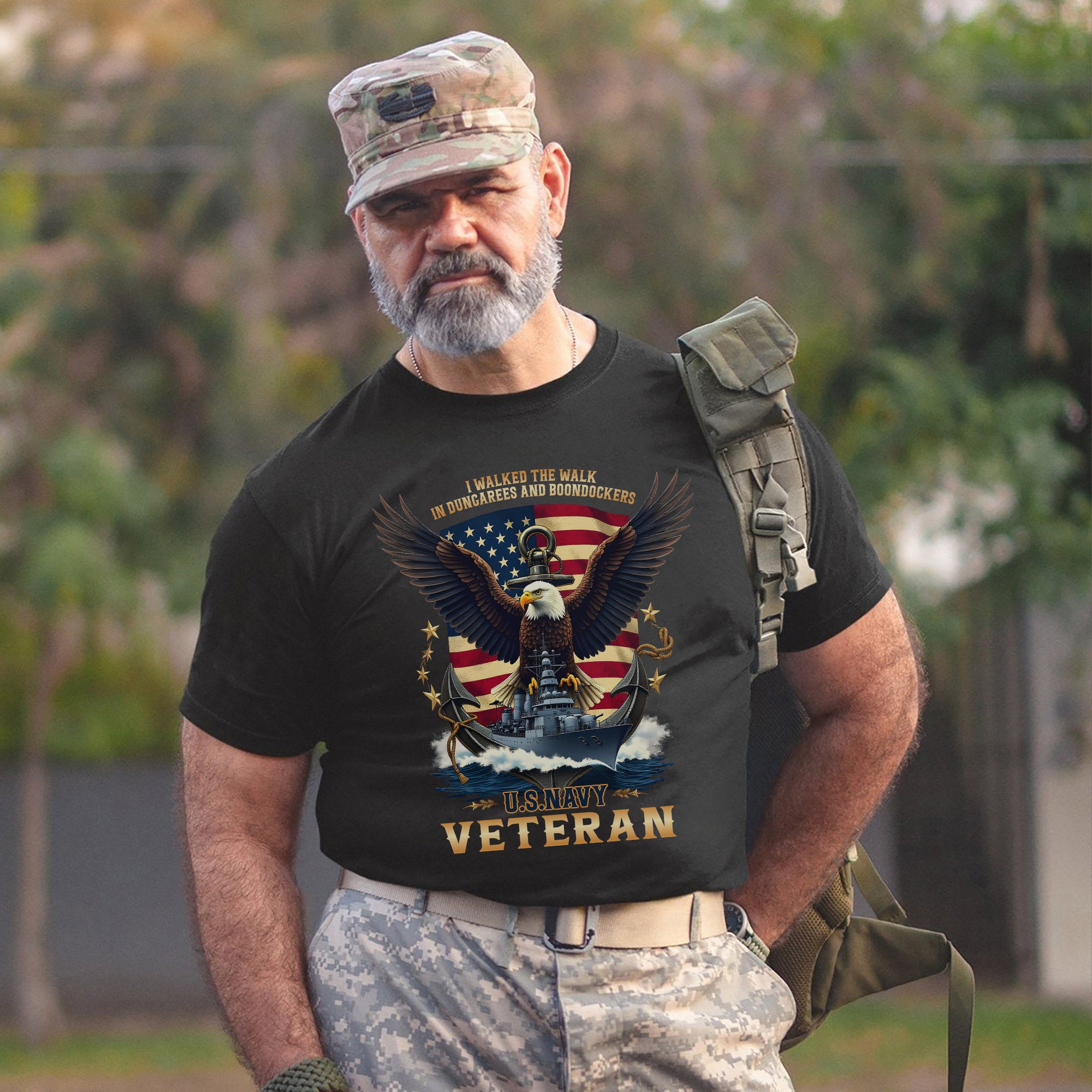 I Walked the Walk in Dungarees and Boondockers US Navy Veteran Tribute T-Shirt