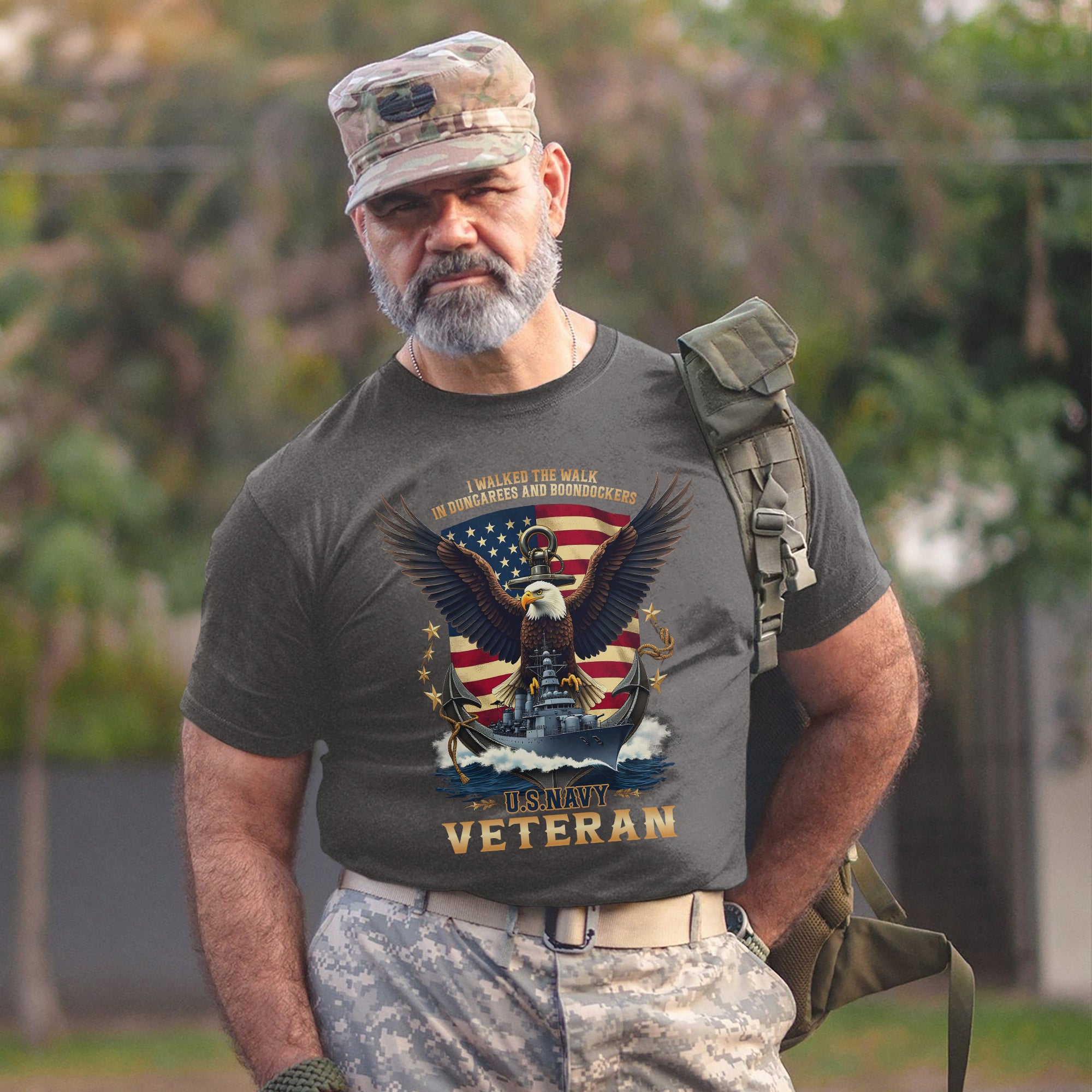 I Walked the Walk in Dungarees and Boondockers US Navy Veteran Tribute T-Shirt