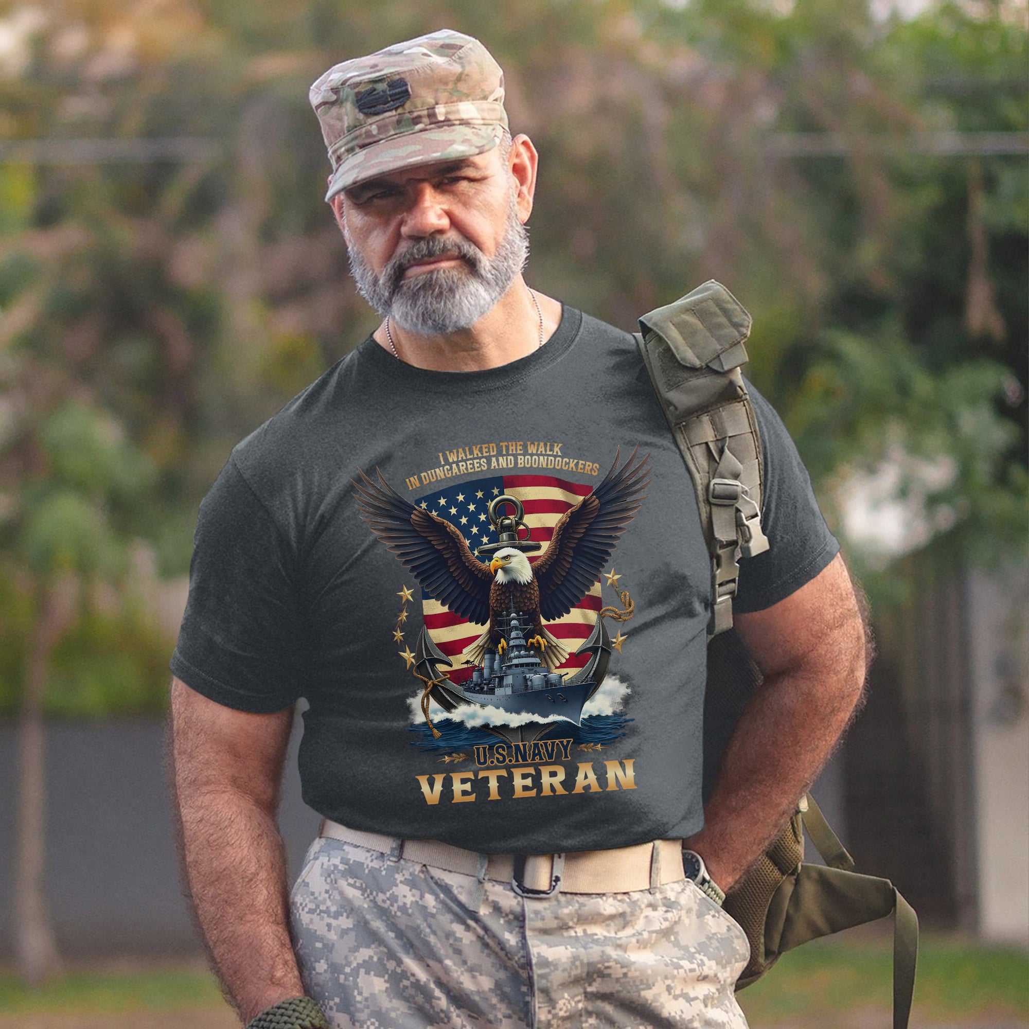 I Walked the Walk in Dungarees and Boondockers US Navy Veteran Tribute T-Shirt