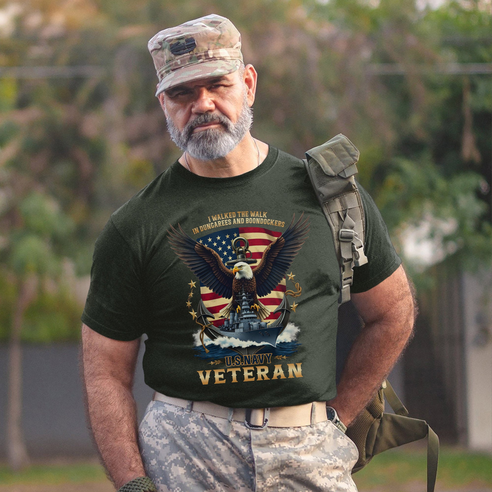 I Walked the Walk in Dungarees and Boondockers US Navy Veteran Tribute T-Shirt