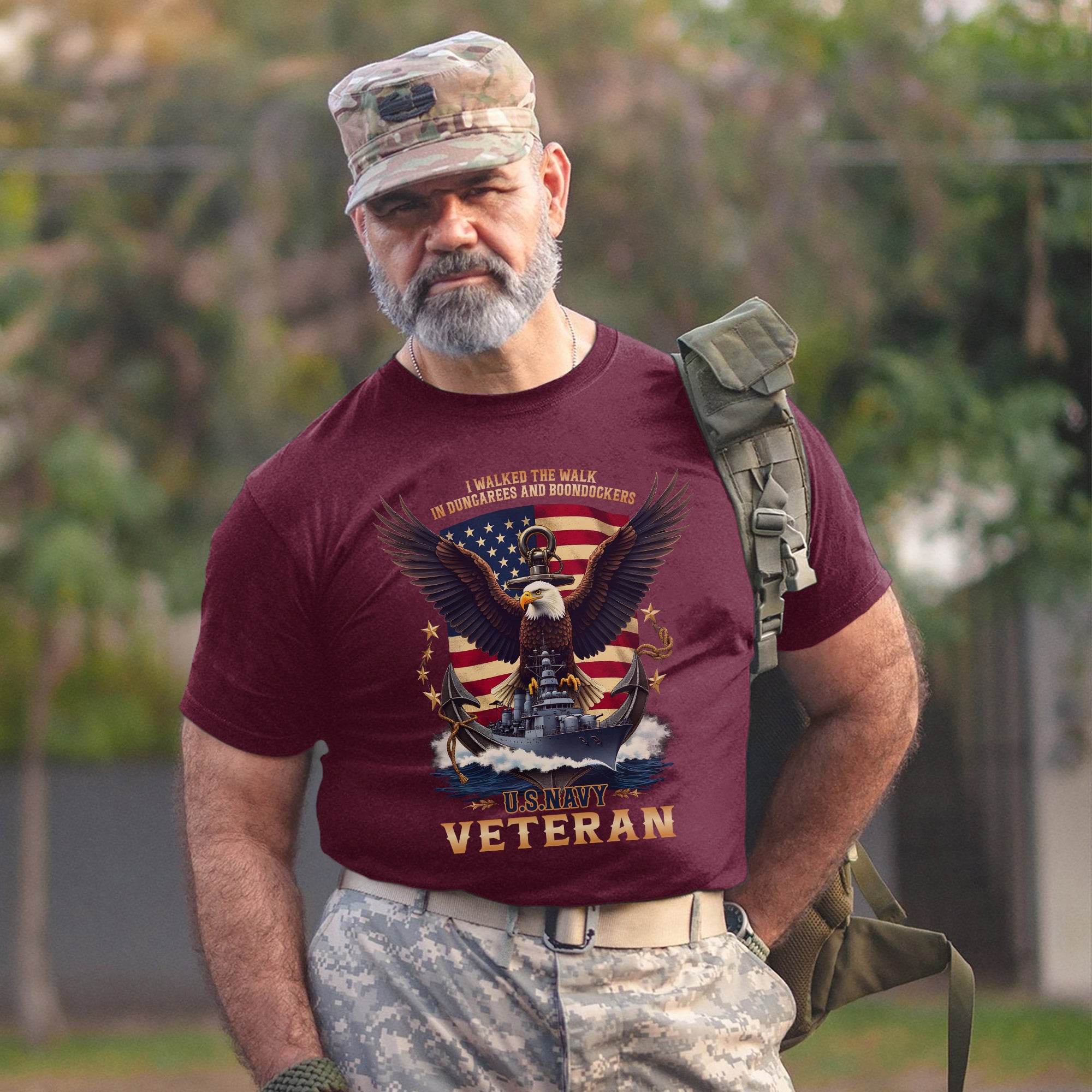 I Walked the Walk in Dungarees and Boondockers US Navy Veteran Tribute T-Shirt