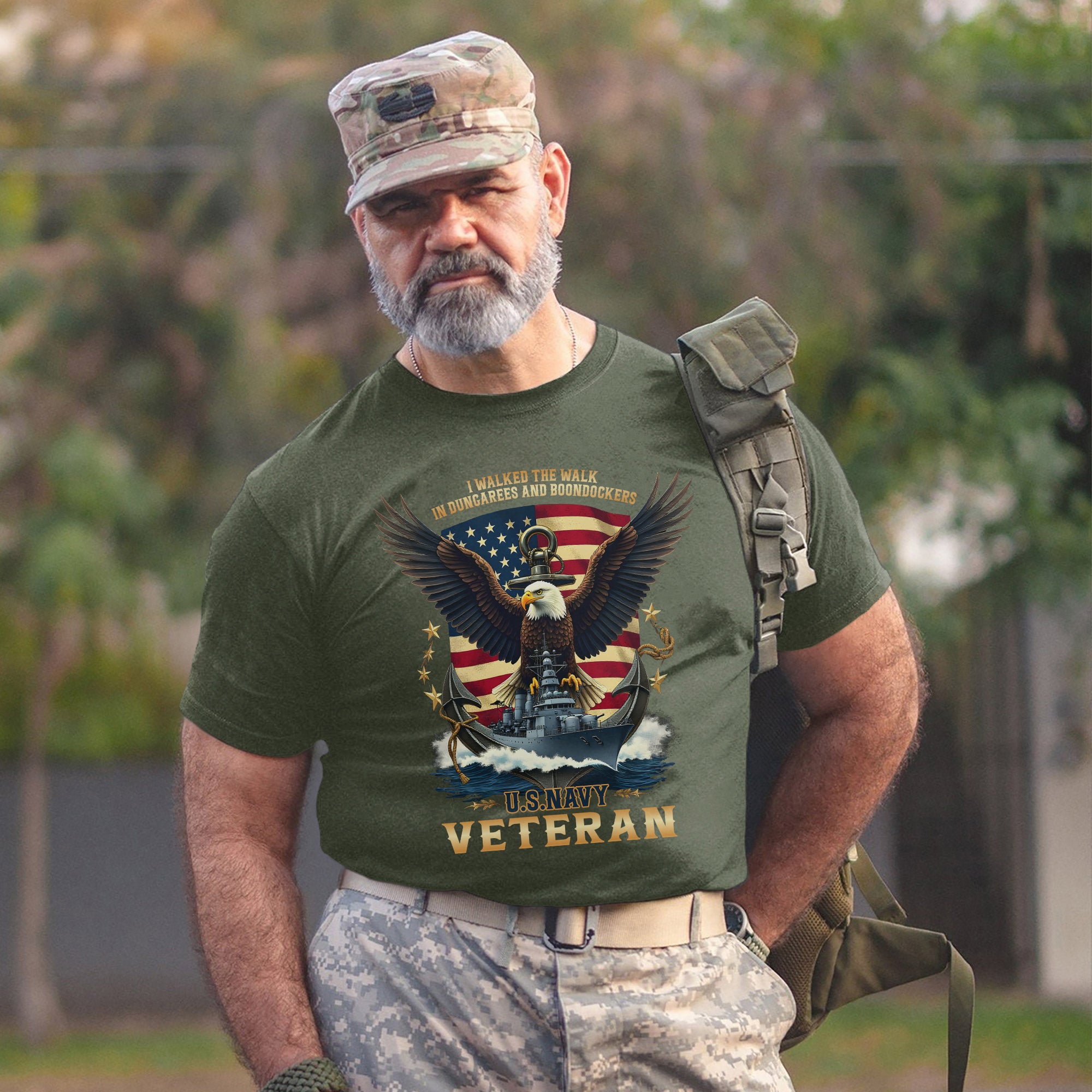 I Walked the Walk in Dungarees and Boondockers US Navy Veteran Tribute T-Shirt
