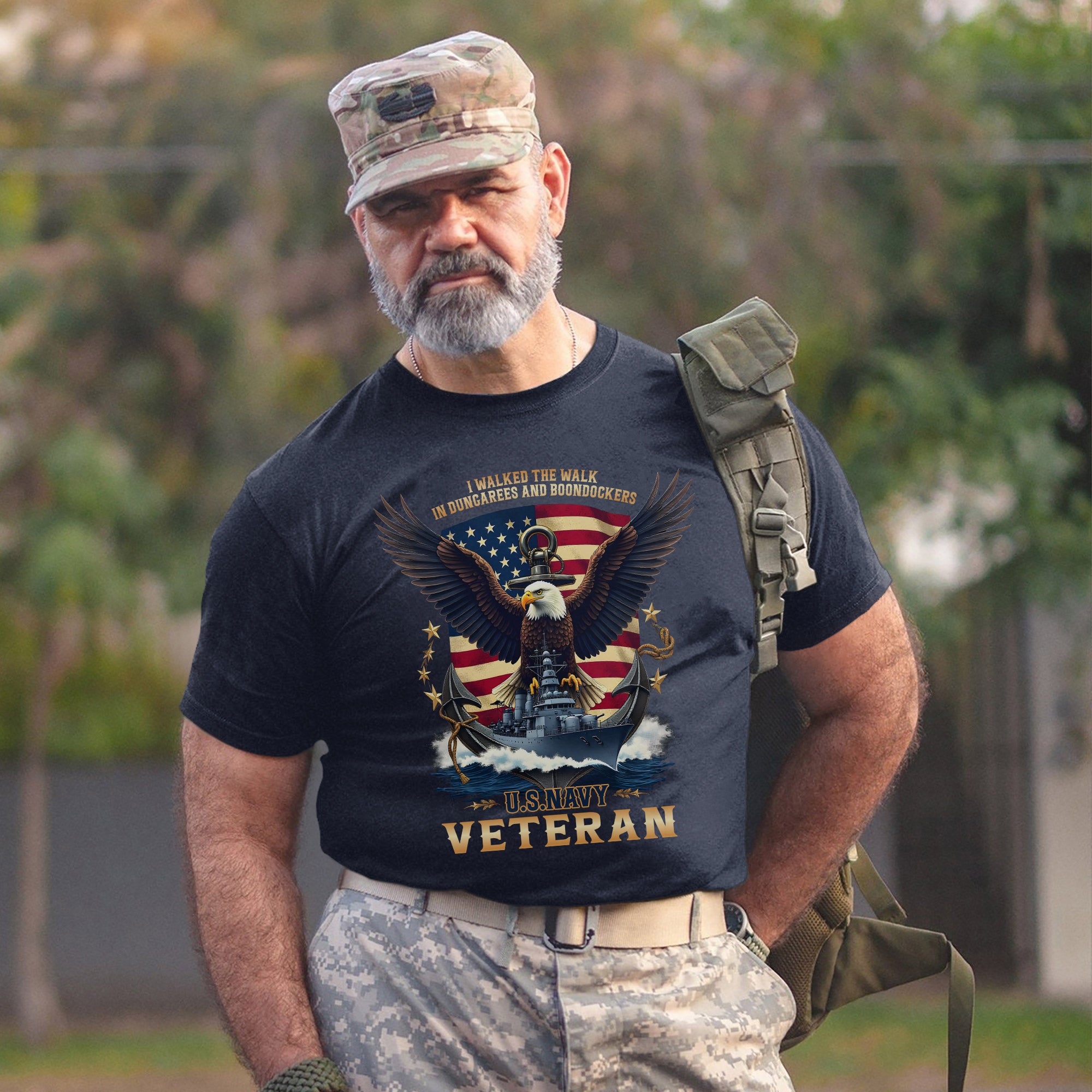 I Walked the Walk in Dungarees and Boondockers US Navy Veteran Tribute T-Shirt