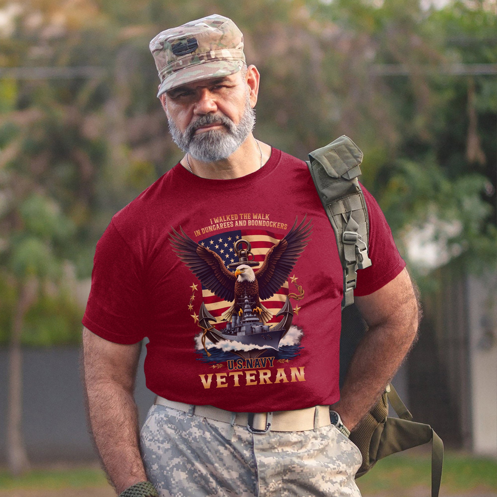 I Walked the Walk in Dungarees and Boondockers US Navy Veteran Tribute T-Shirt