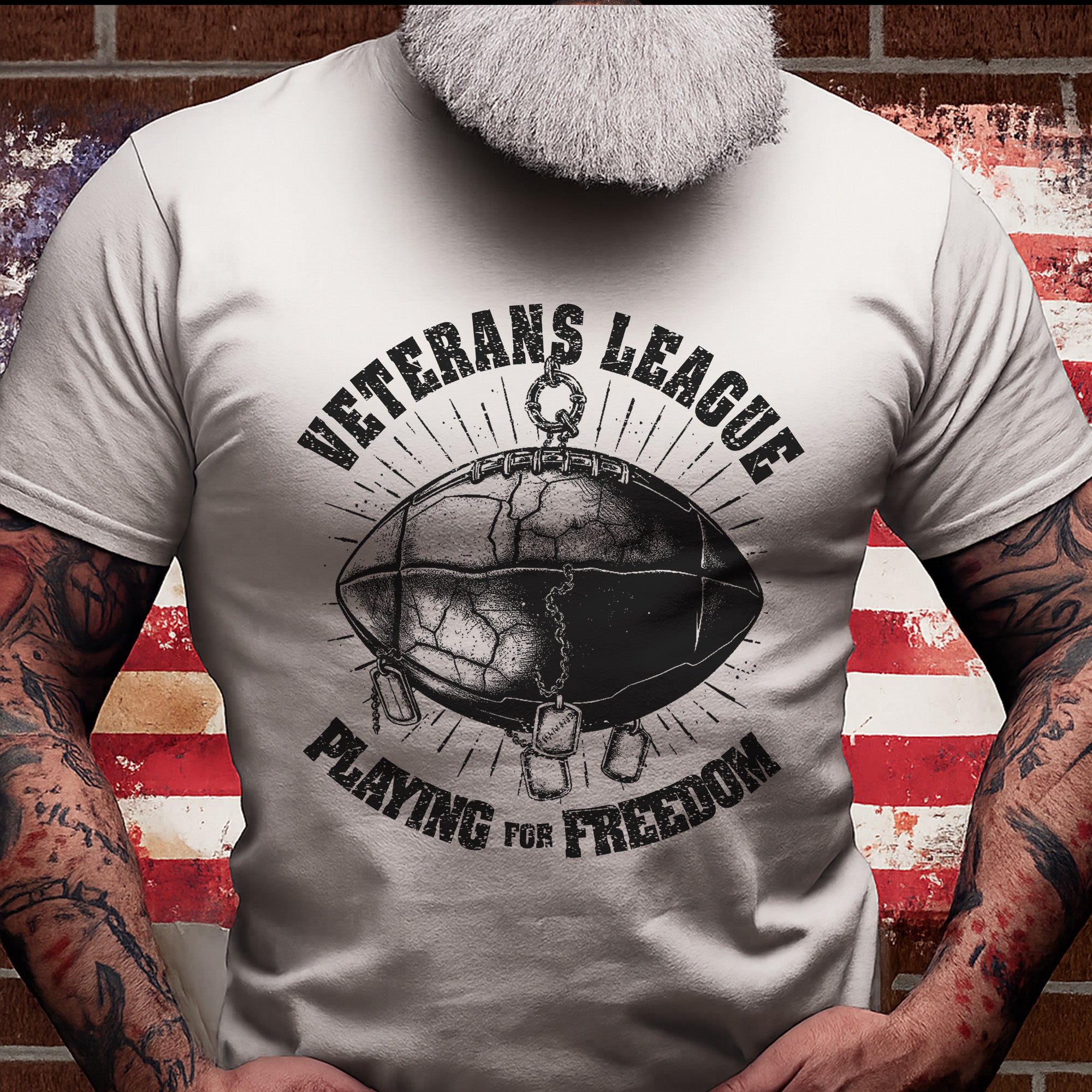 Veterans League Playing for Freedom US Military Patriotic Tribute T-Shirt