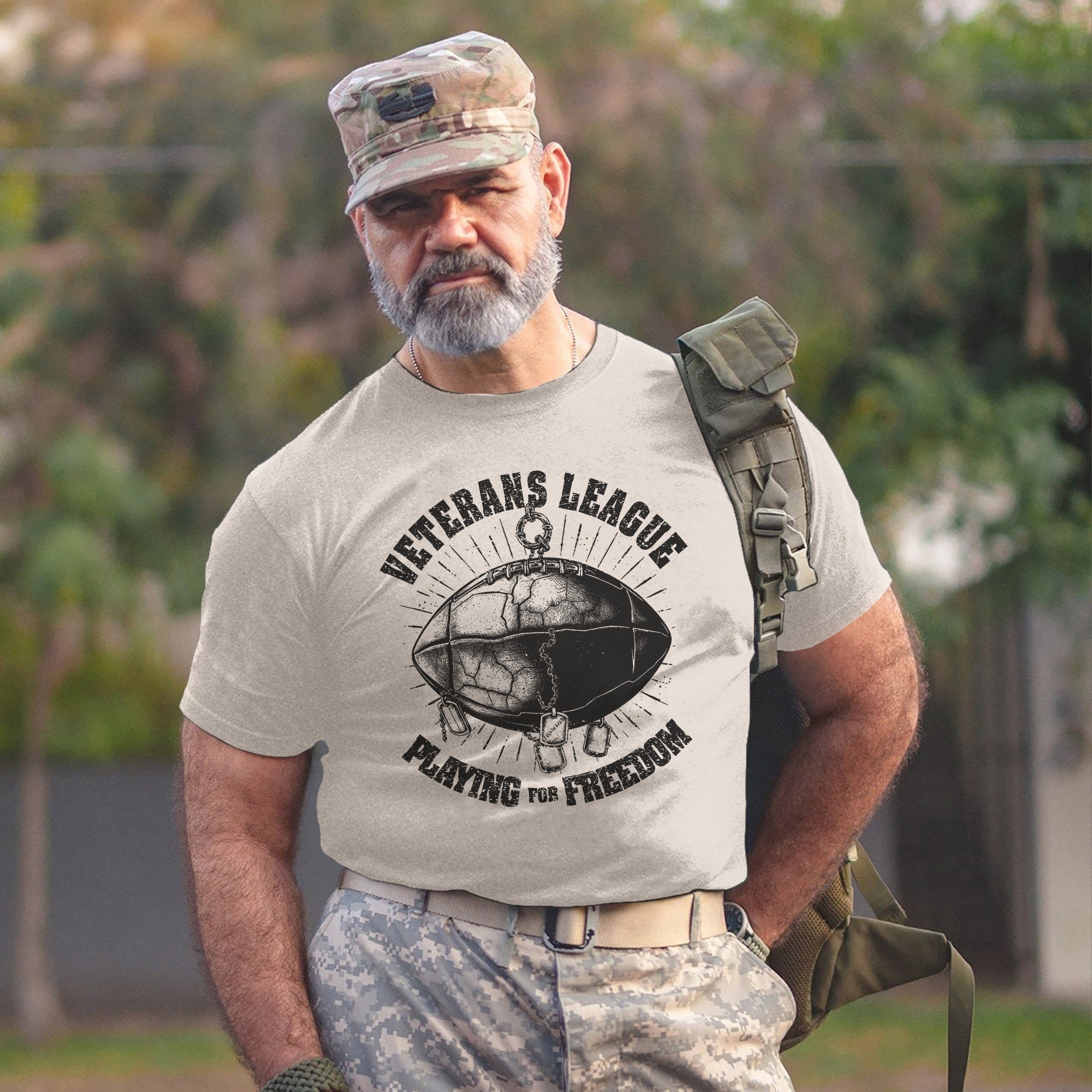 Veterans League Playing for Freedom US Military Patriotic Tribute T-Shirt