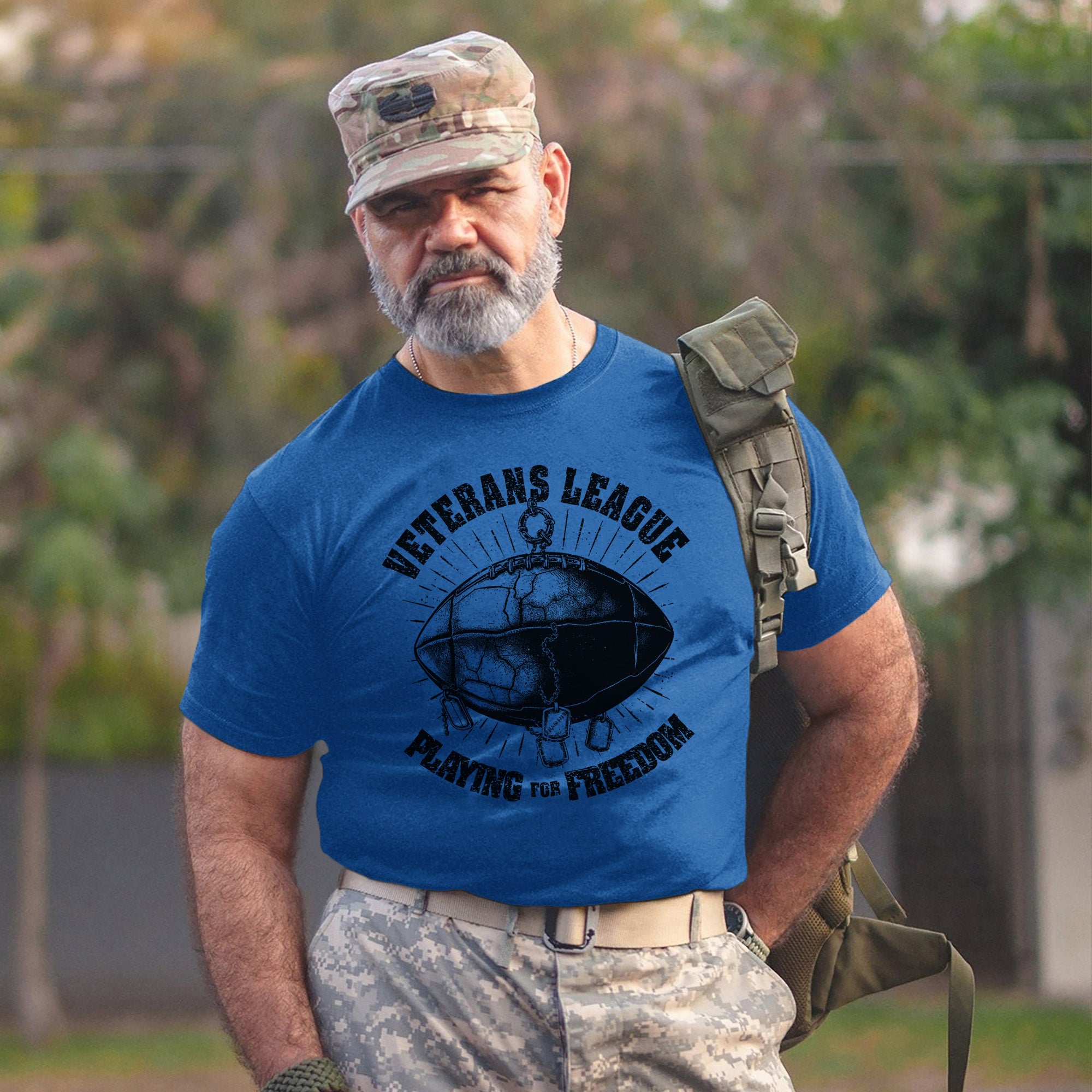 Veterans League Playing for Freedom US Military Patriotic Tribute T-Shirt