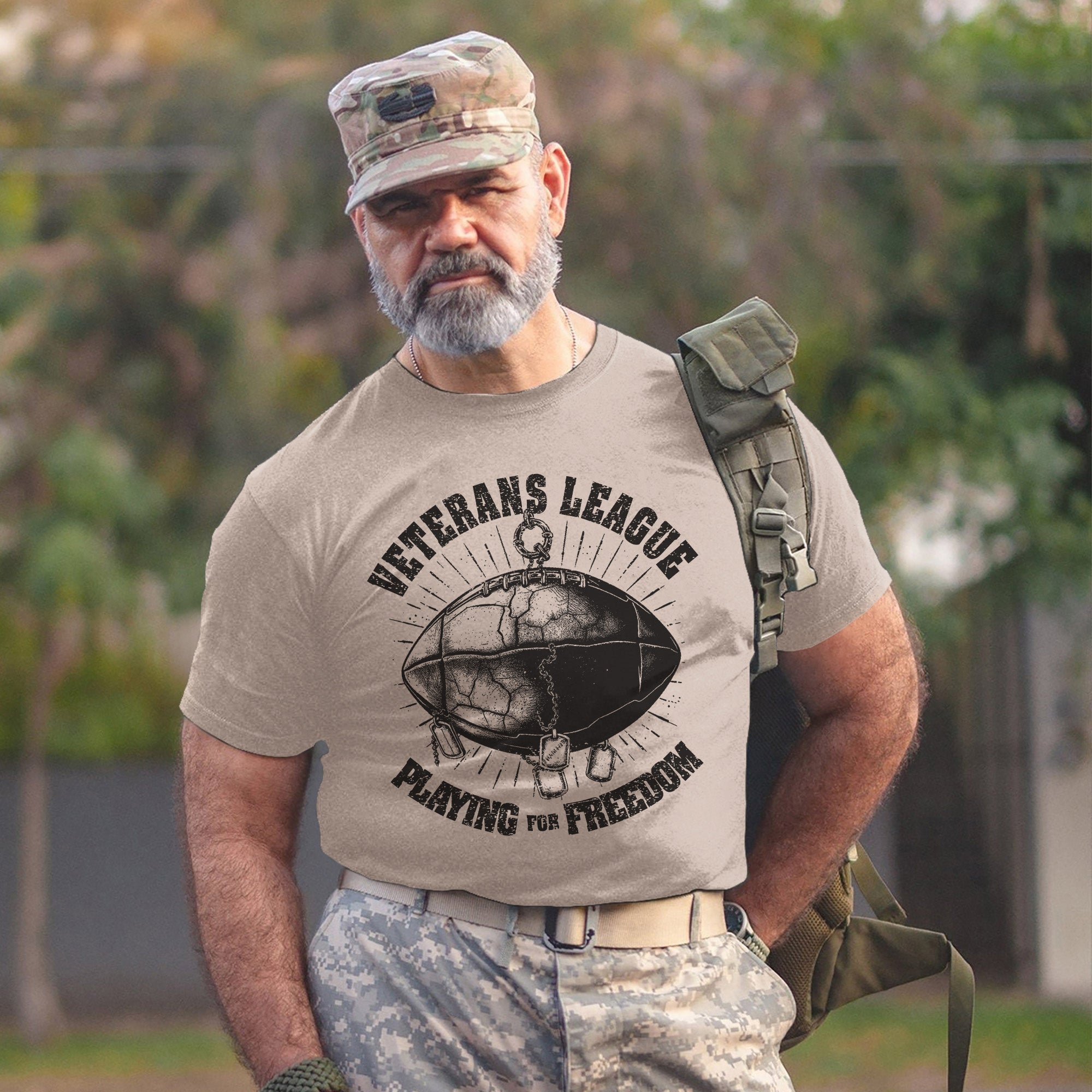 Veterans League Playing for Freedom US Military Patriotic Tribute T-Shirt