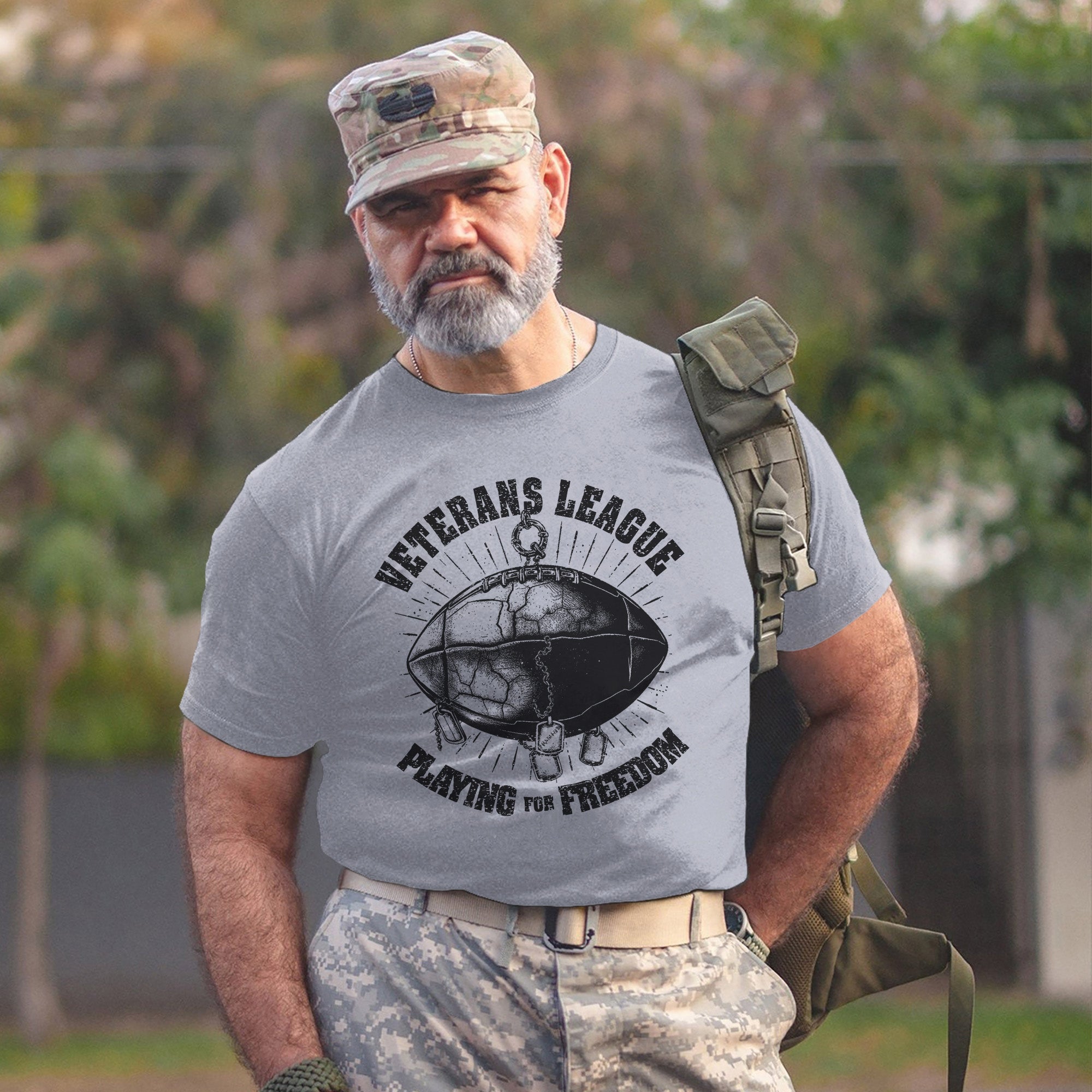 Veterans League Playing for Freedom US Military Patriotic Tribute T-Shirt