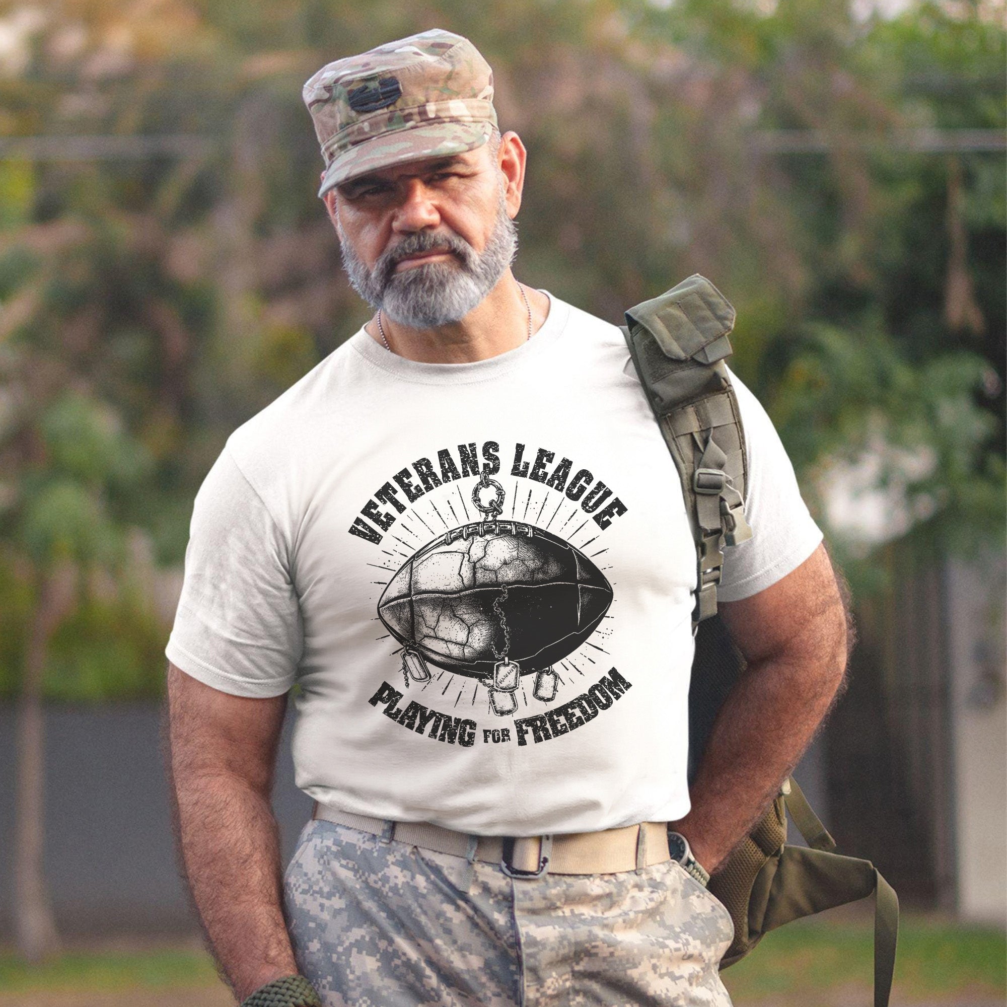 Veterans League Playing for Freedom US Military Patriotic Tribute T-Shirt