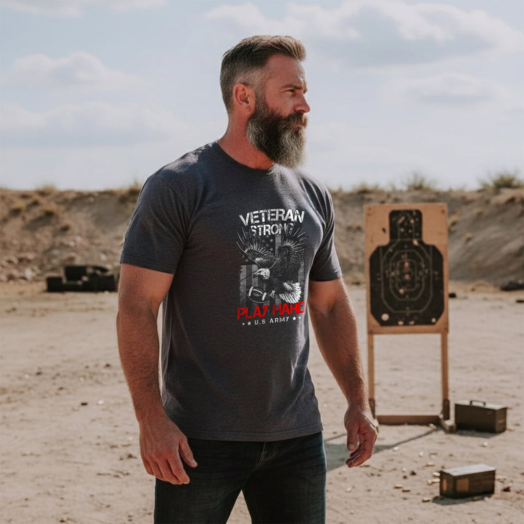 Veterans Strong Play Hard US Military T-Shirt