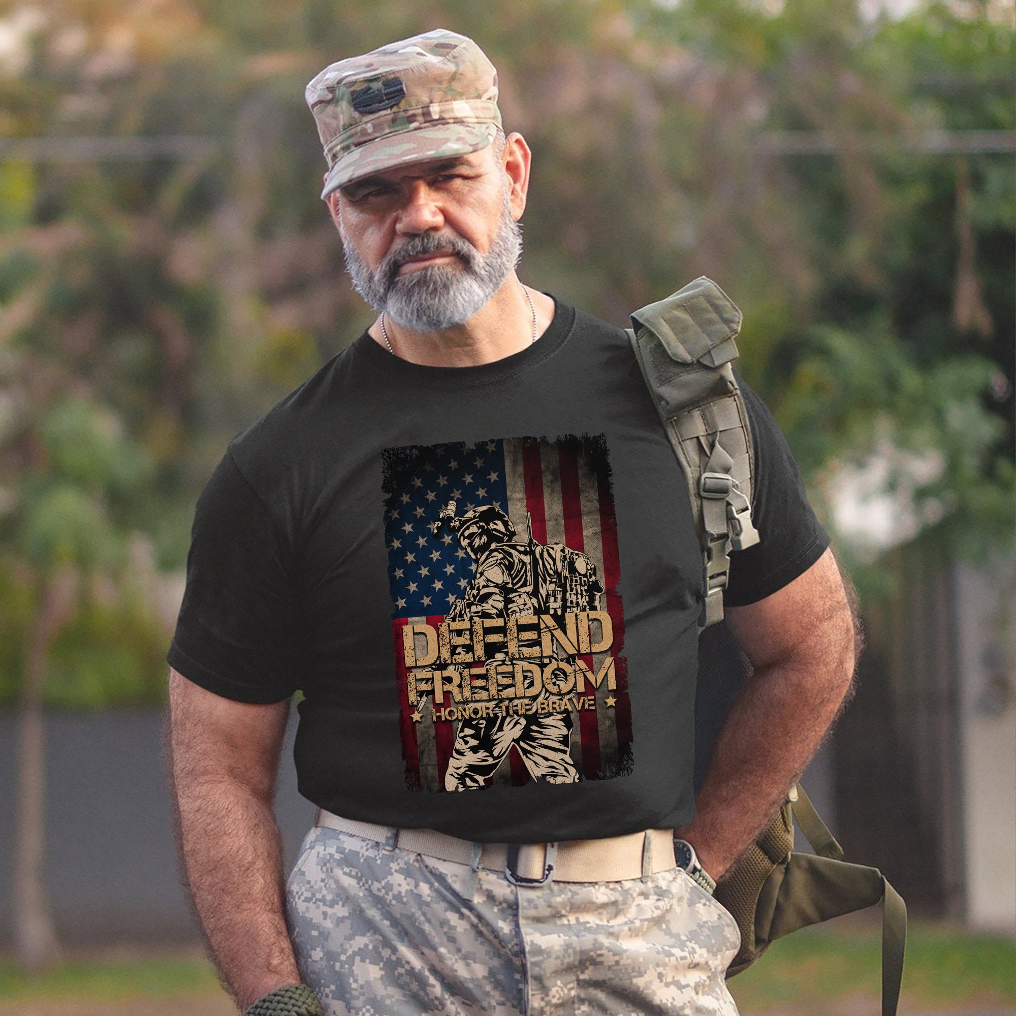 Defend Freedom Honor the Brave US Military Veteran Patriotic Tribute T-Shirt