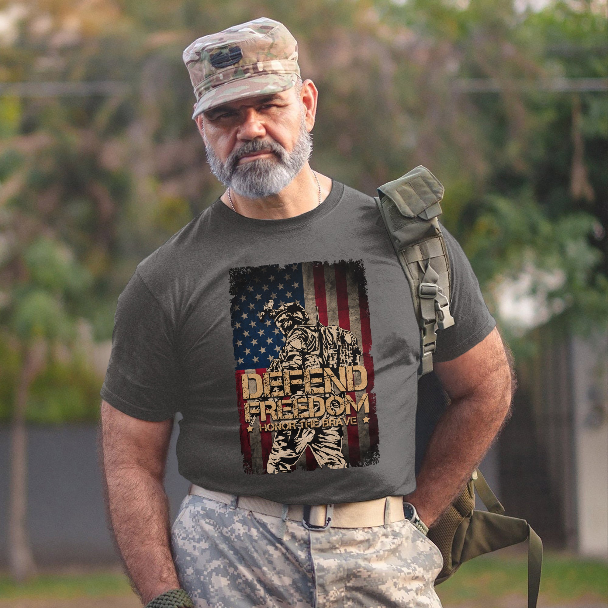Defend Freedom Honor the Brave US Military Veteran Patriotic Tribute T-Shirt