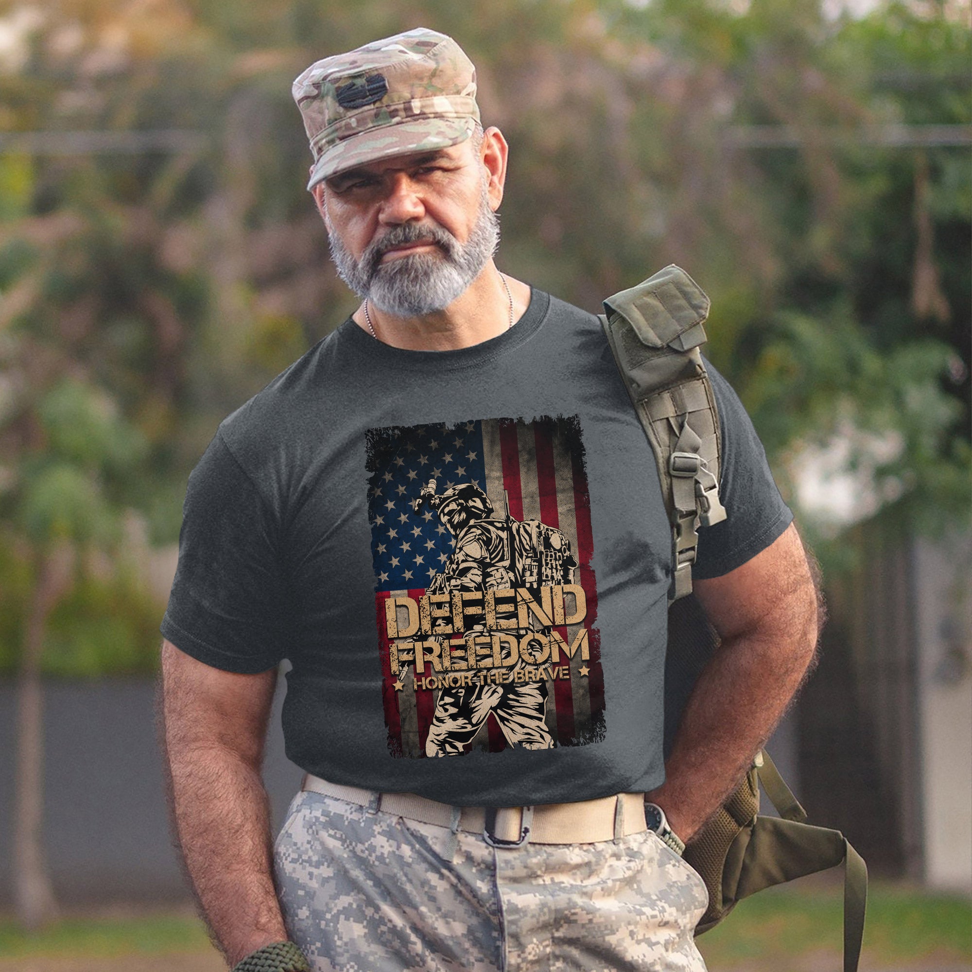 Defend Freedom Honor the Brave US Military Veteran Patriotic Tribute T-Shirt