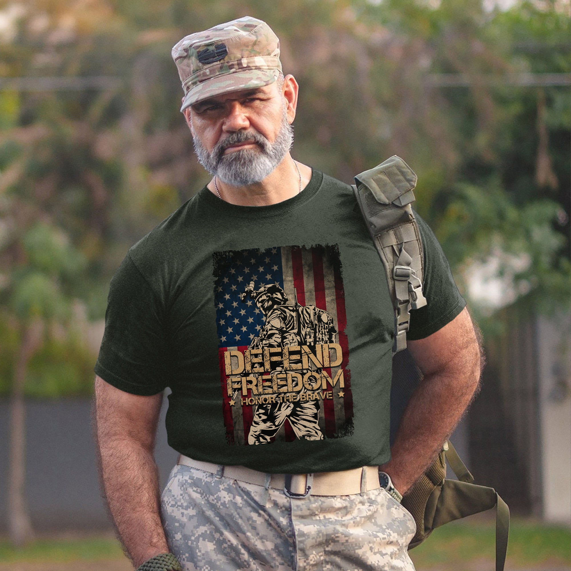 Defend Freedom Honor the Brave US Military Veteran Patriotic Tribute T-Shirt