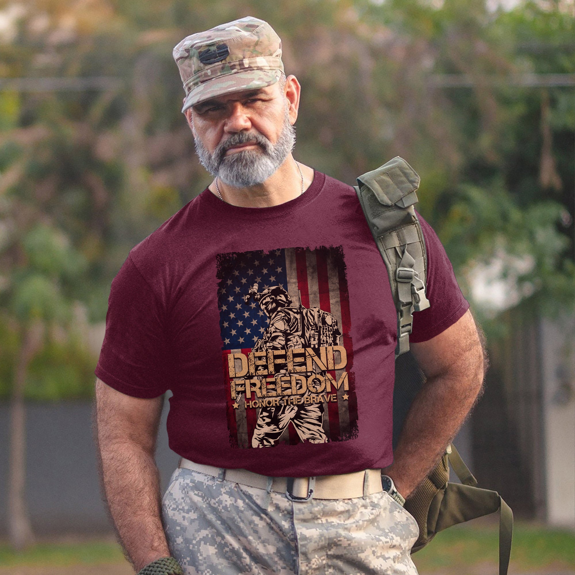 Defend Freedom Honor the Brave US Military Veteran Patriotic Tribute T-Shirt