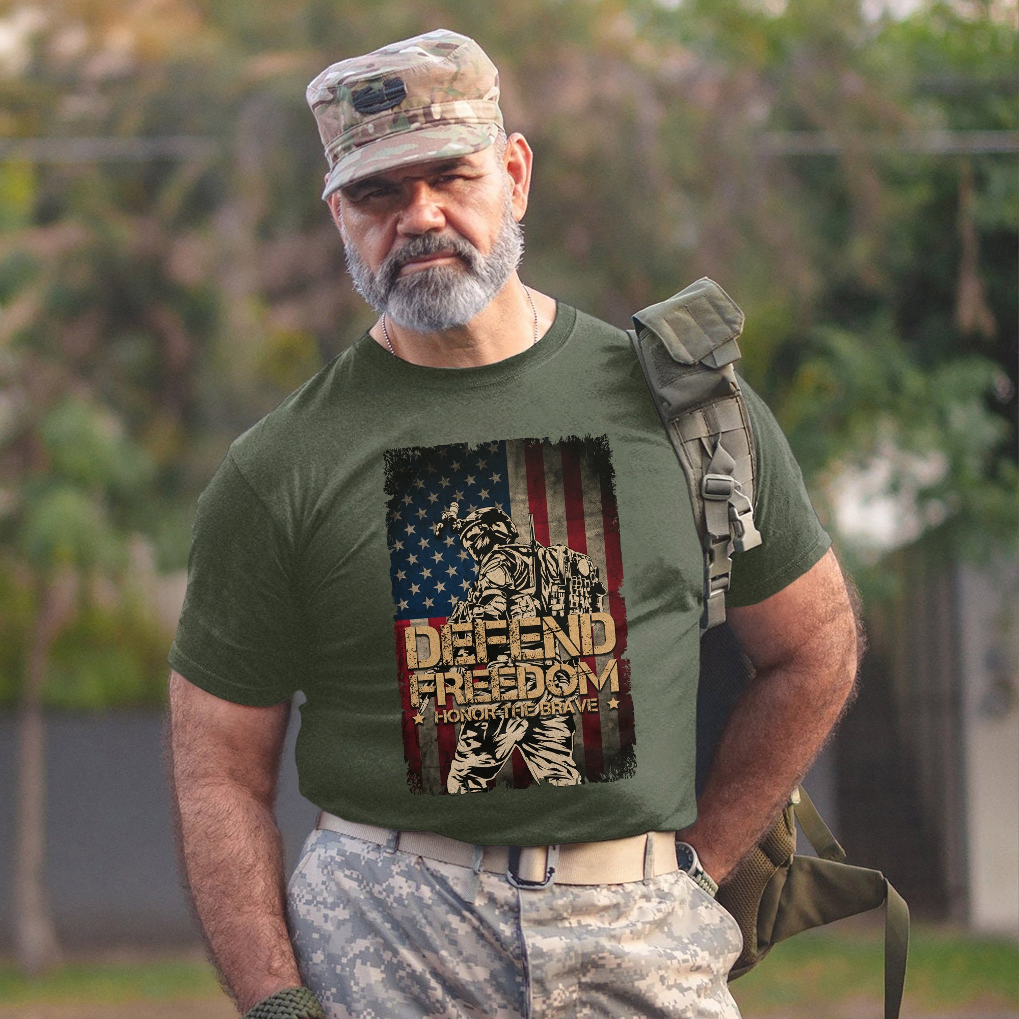 Defend Freedom Honor the Brave US Military Veteran Patriotic Tribute T-Shirt