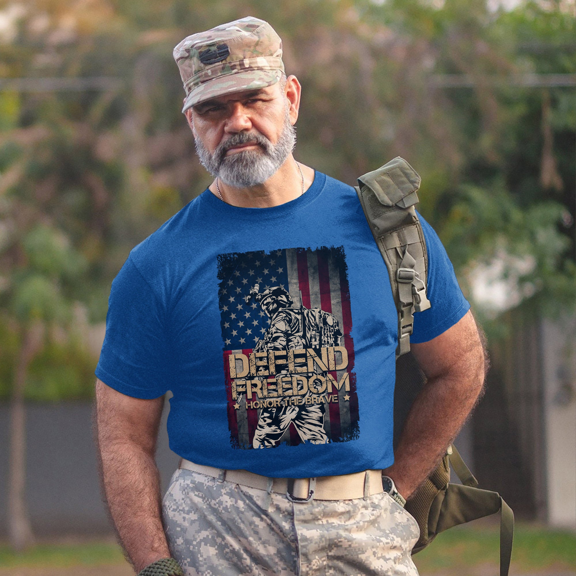 Defend Freedom Honor the Brave US Military Veteran Patriotic Tribute T-Shirt