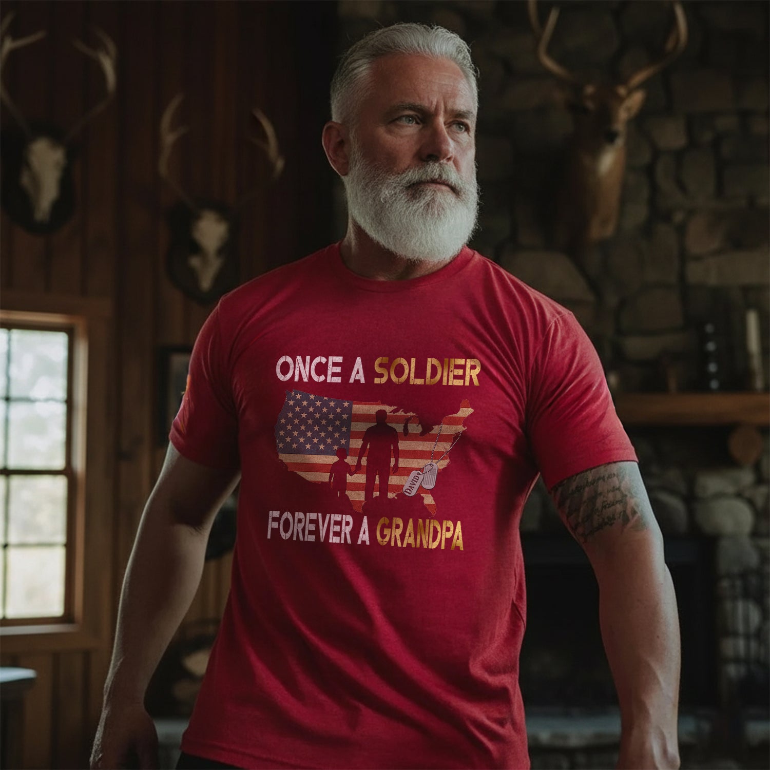 Once a Soldier Forever a Grandpa Personalized T-Shirt Secondary image