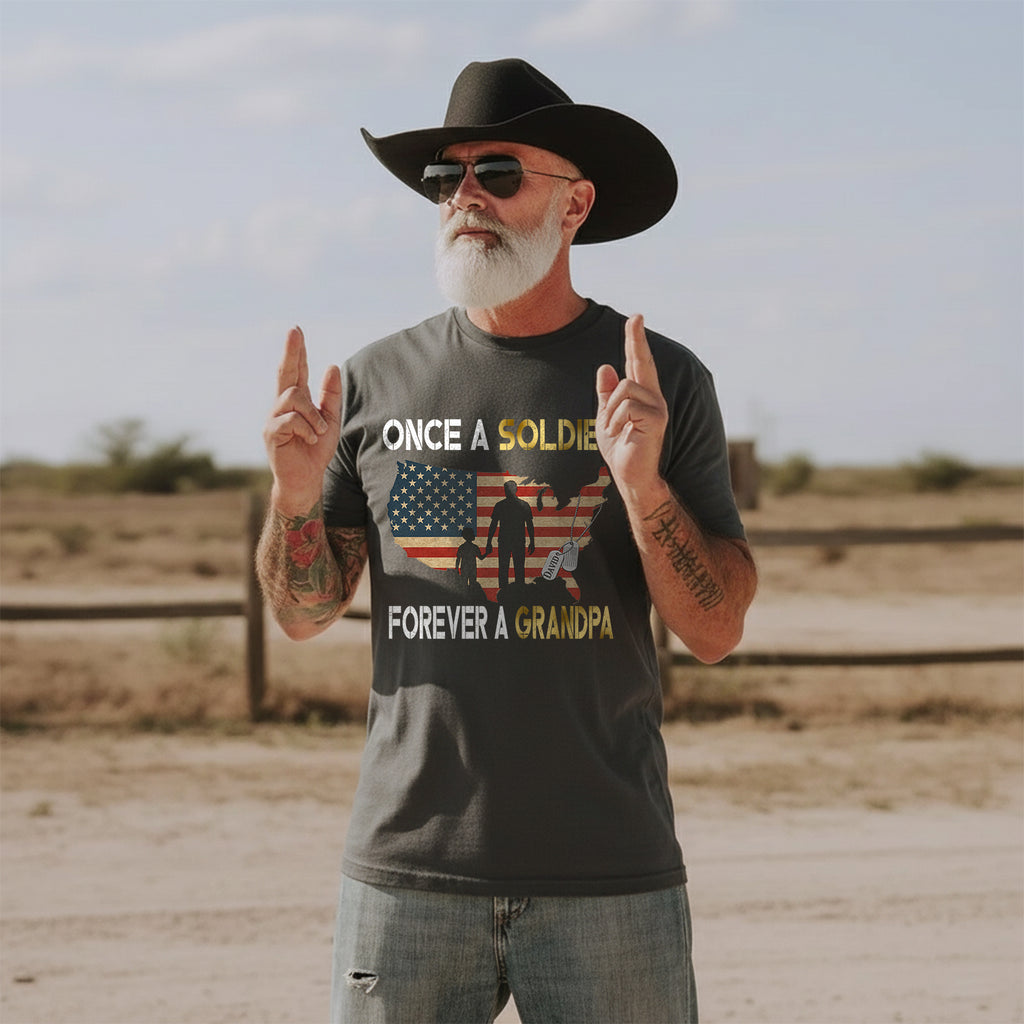 Once a Soldier Forever a Grandpa Personalized T-Shirt