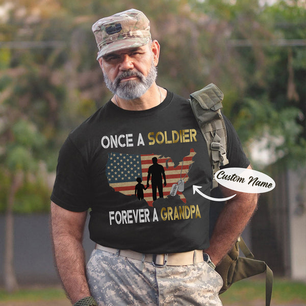 Once a Soldier Forever a Grandpa Personalized T-Shirt