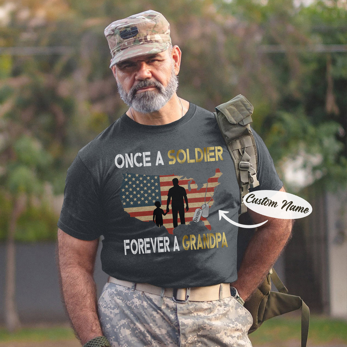 Once a Soldier Forever a Grandpa Personalized T-Shirt