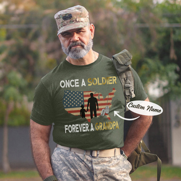 Once a Soldier Forever a Grandpa Personalized T-Shirt