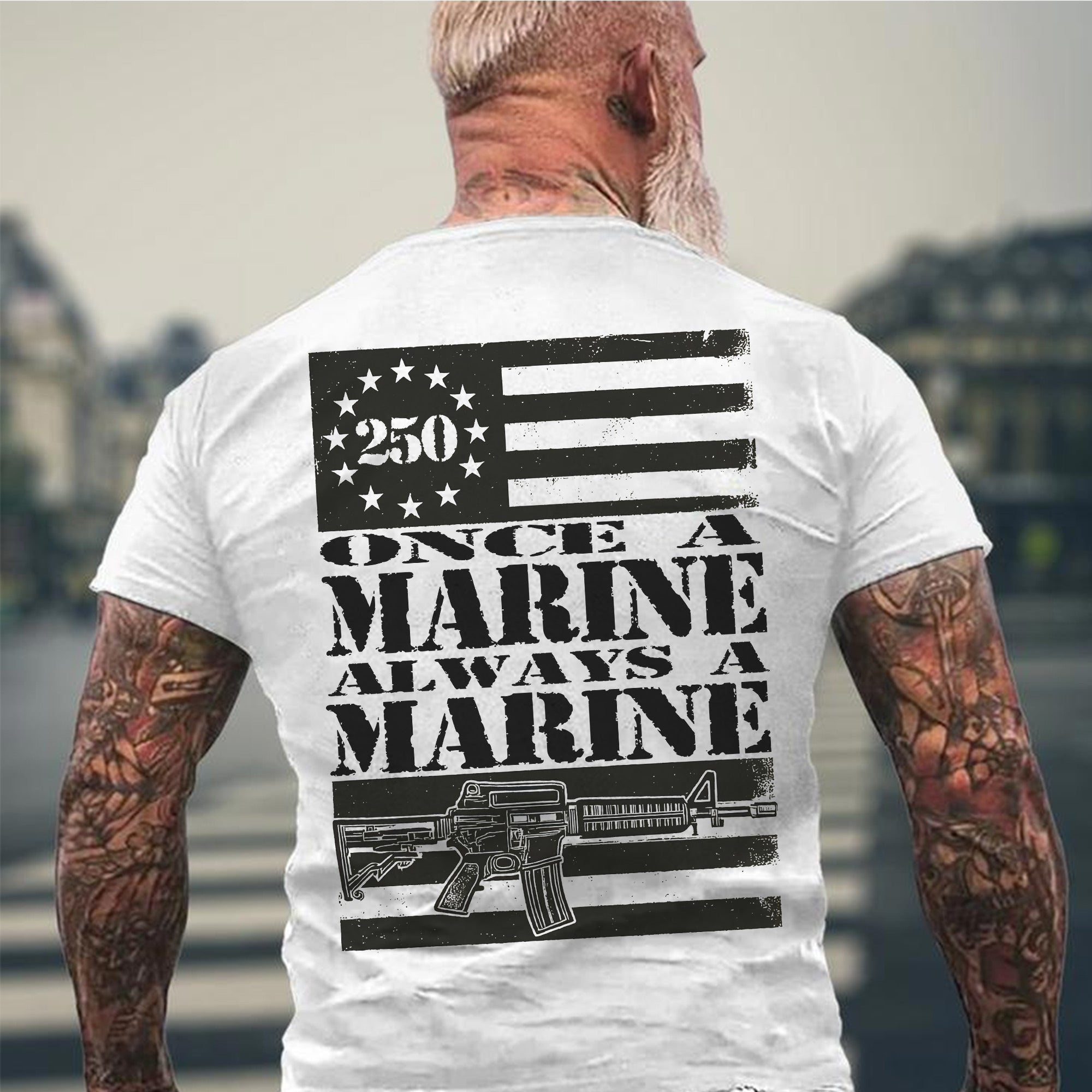 Once a Marine Always a Marine US Military Veteran Patriotic Pride T-Shirt
