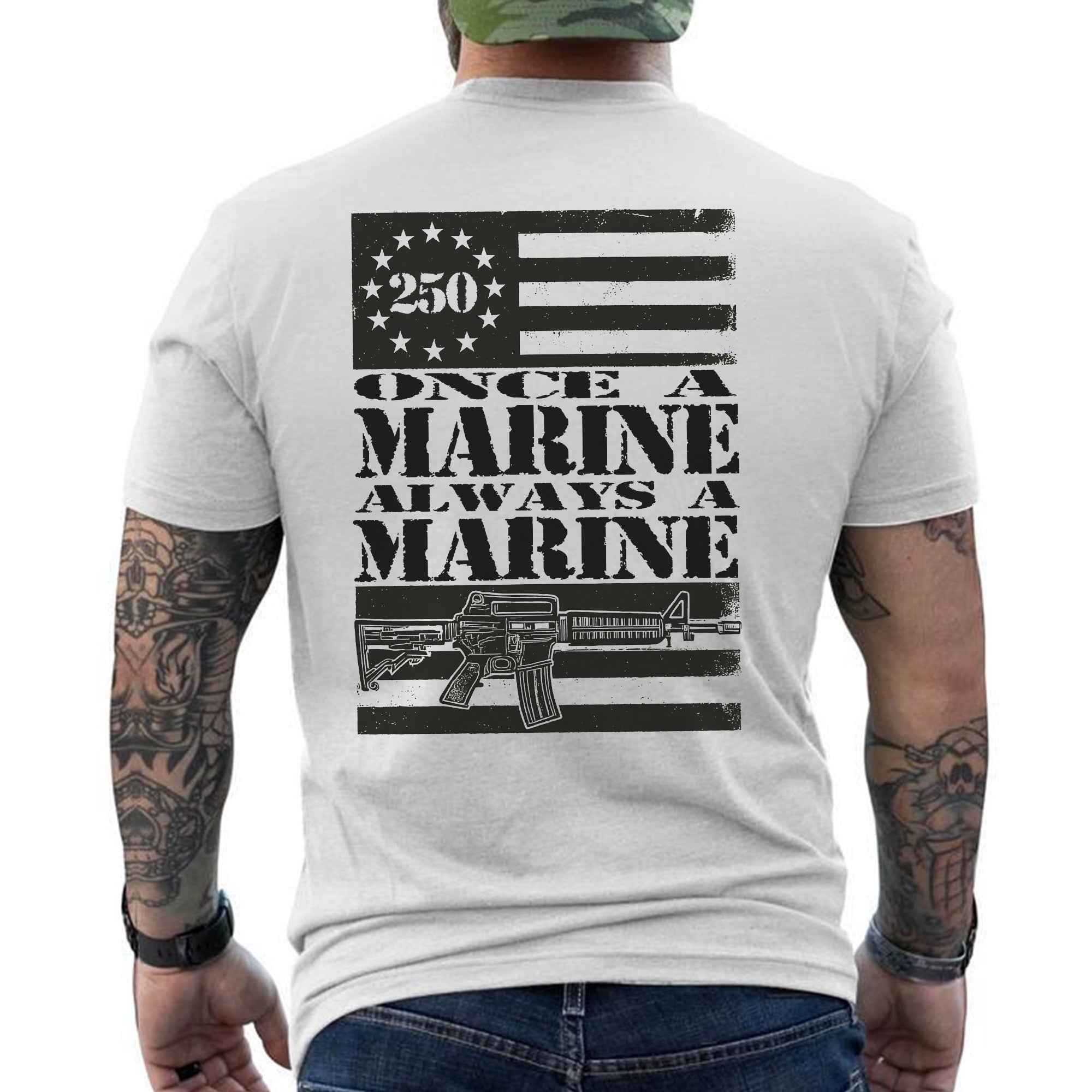 Once a Marine Always a Marine US Military Veteran Patriotic Pride T-Shirt