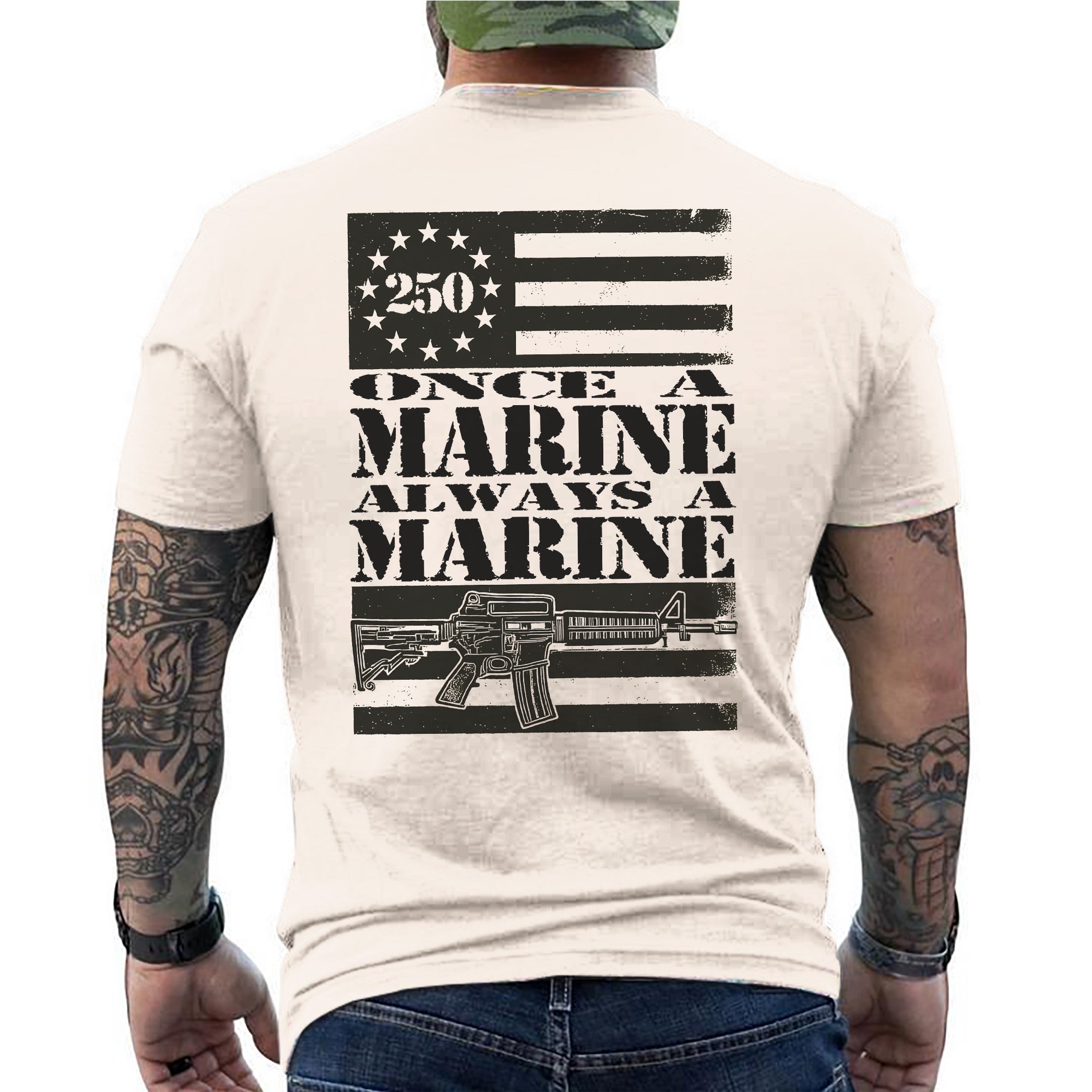 Once a Marine Always a Marine US Military Veteran Patriotic Pride T-Shirt