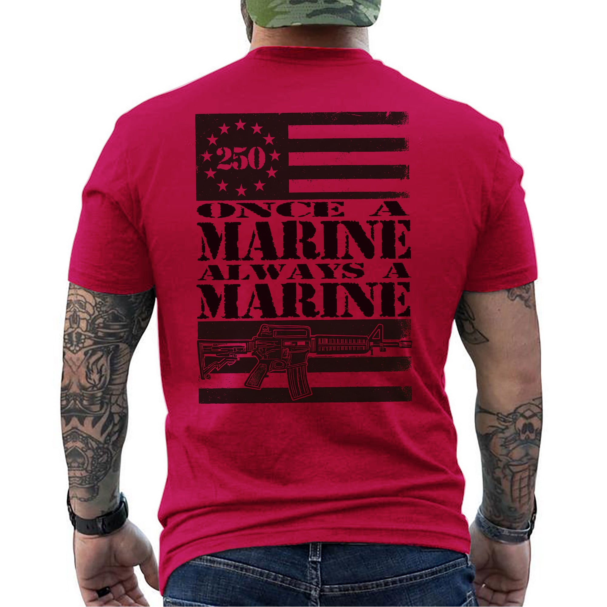Once a Marine Always a Marine US Military Veteran Patriotic Pride T-Shirt