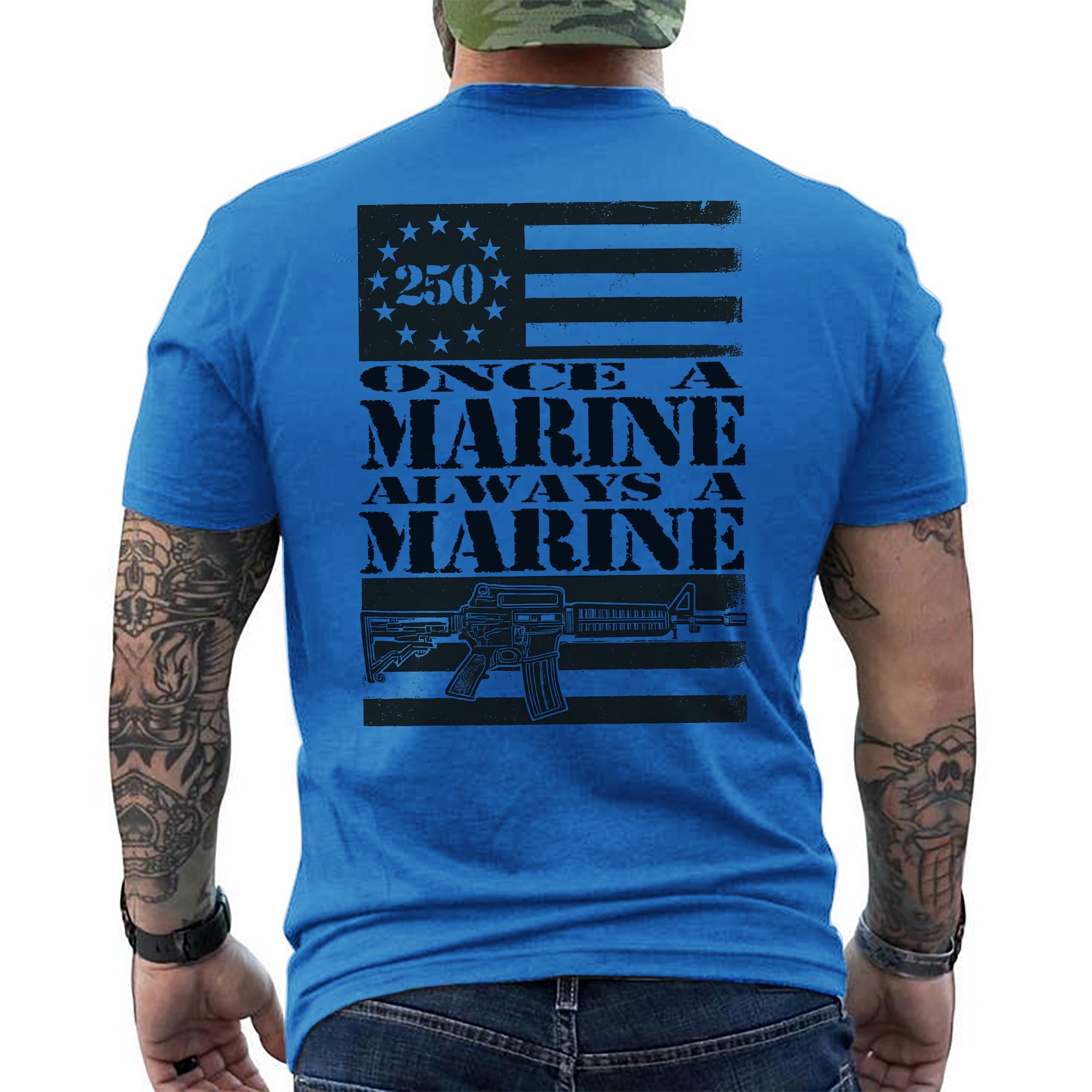 Once a Marine Always a Marine US Military Veteran Patriotic Pride T-Shirt