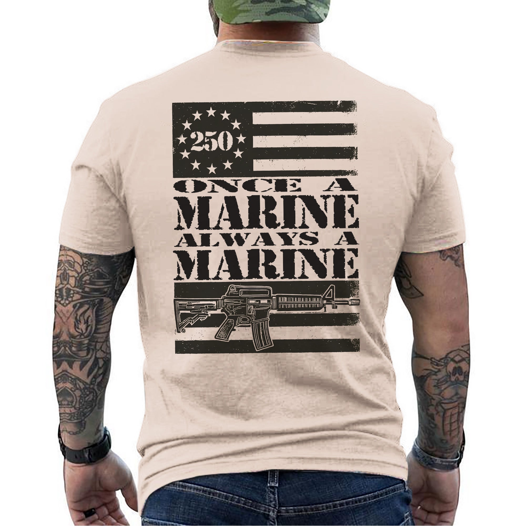 Once a Marine Always a Marine US Military Veteran Patriotic Pride T-Shirt