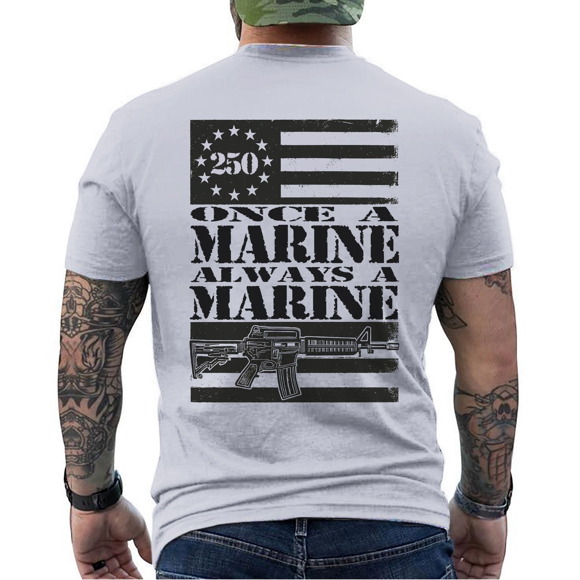Once a Marine Always a Marine US Military Veteran Patriotic Pride T-Shirt