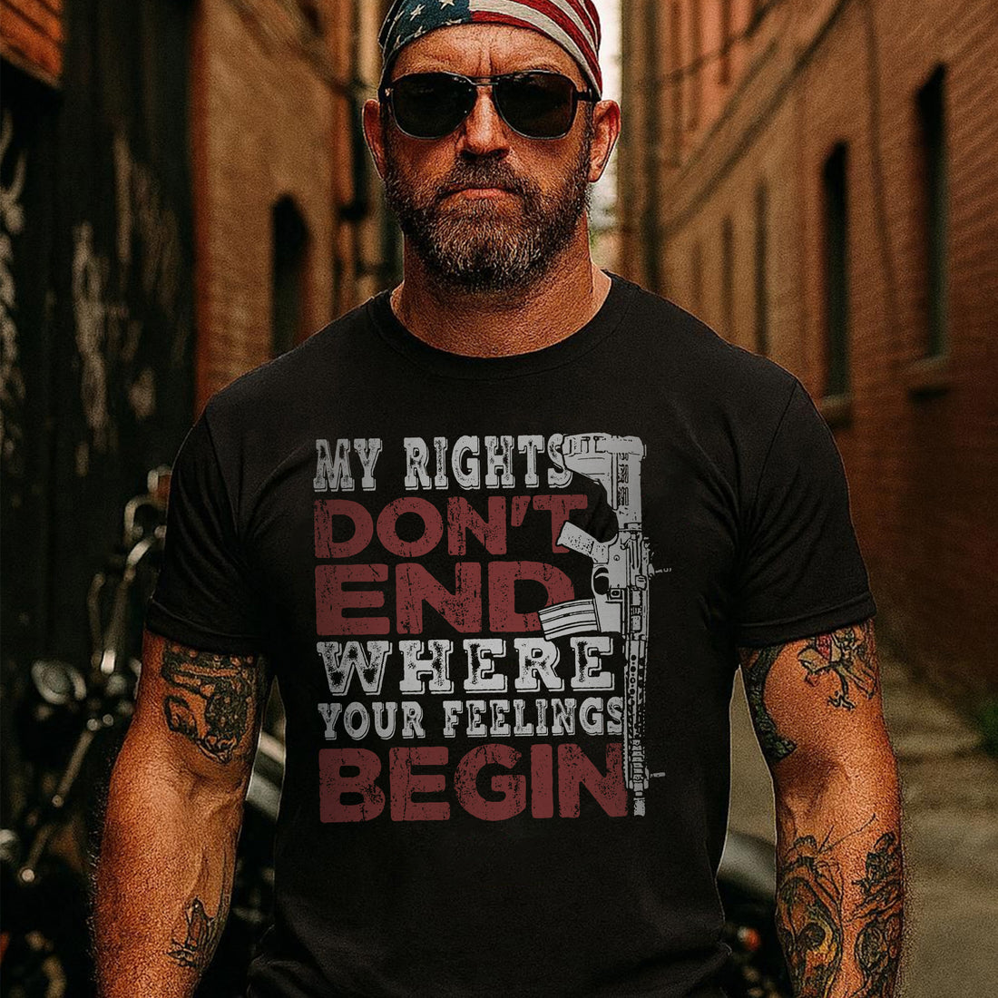 My Rights Don’t End Where Your Feelings Begin US Military Veteran Patriotic T-Shirt