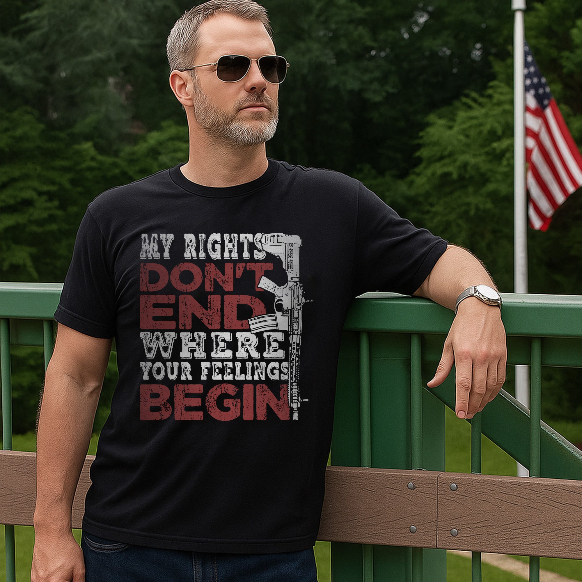 My Rights Don’t End Where Your Feelings Begin US Military Veteran Patriotic T-Shirt