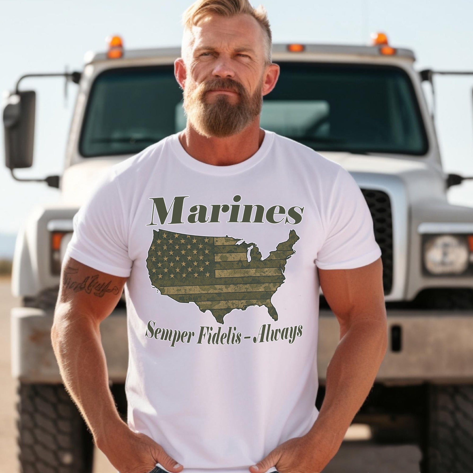 Semper Fidelis Always Faithful Marines US Military Veteran Patriotic Tribute T-Shirt