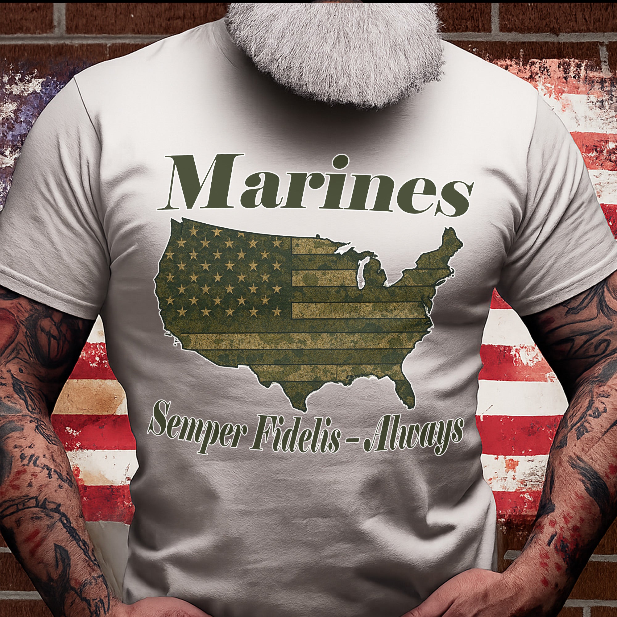 Semper Fidelis Always Faithful Marines US Military Veteran Patriotic Tribute T-Shirt