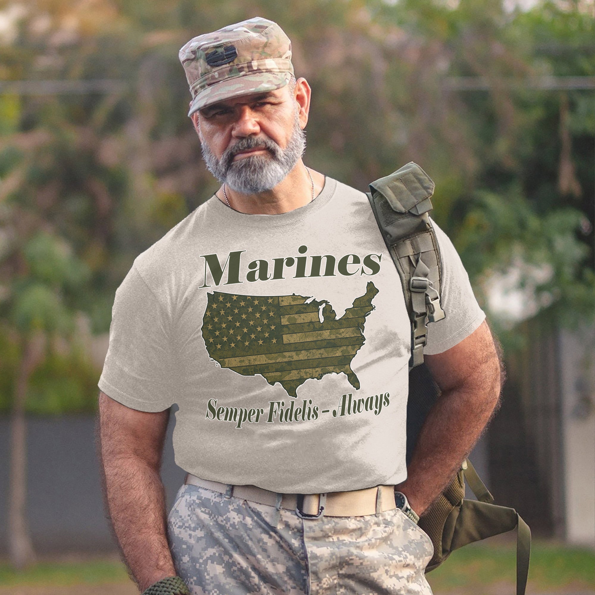 Semper Fidelis Always Faithful Marines US Military Veteran Patriotic Tribute T-Shirt