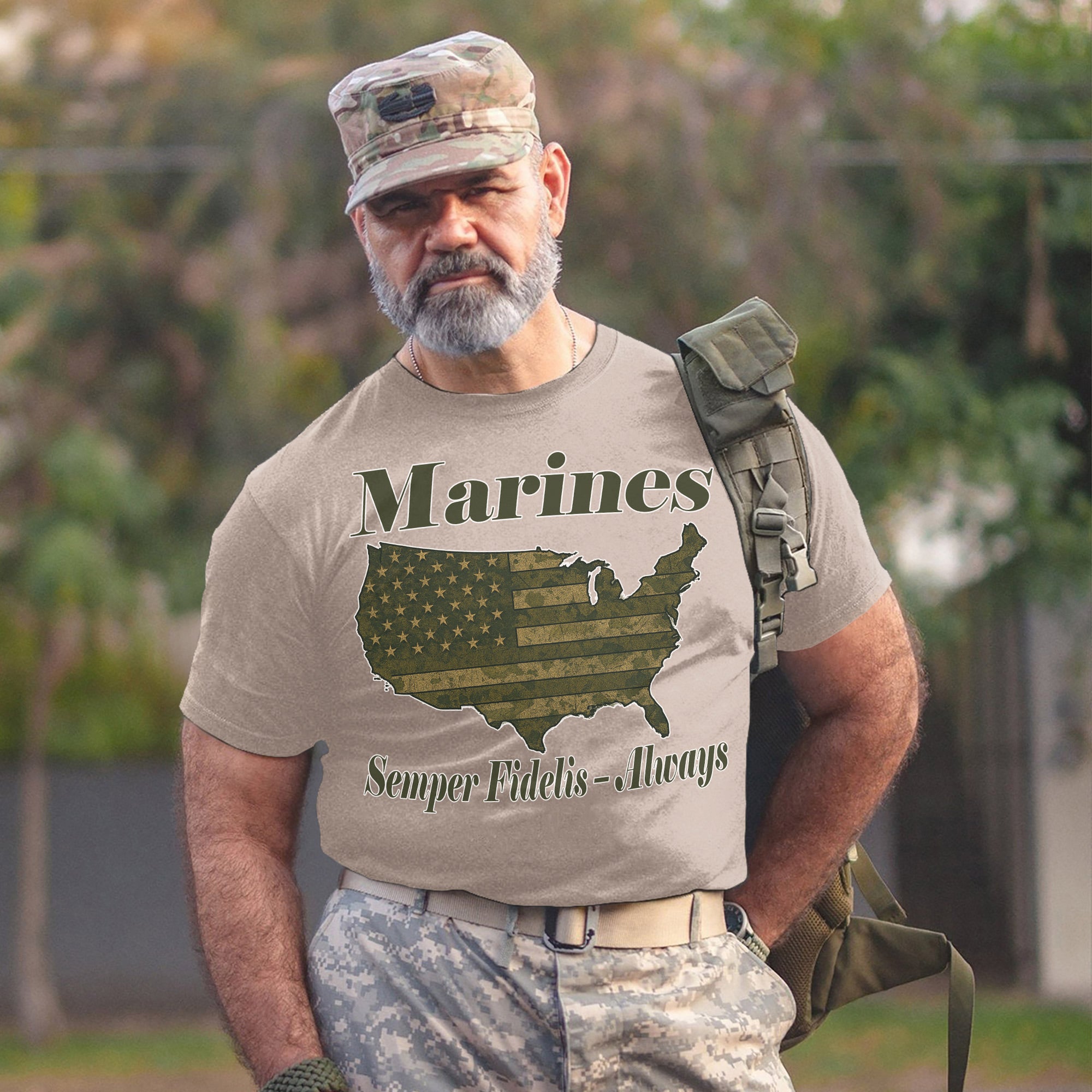 Semper Fidelis Always Faithful Marines US Military Veteran Patriotic Tribute T-Shirt