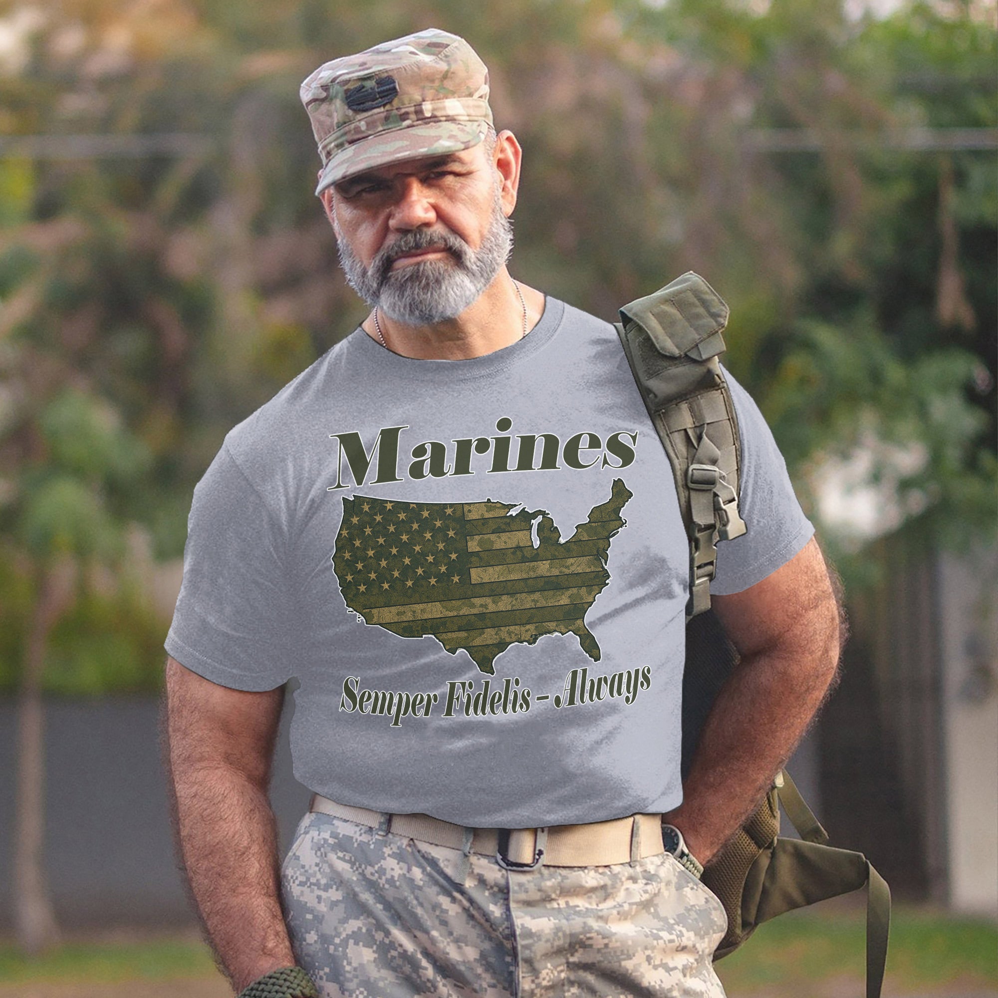 Semper Fidelis Always Faithful Marines US Military Veteran Patriotic Tribute T-Shirt