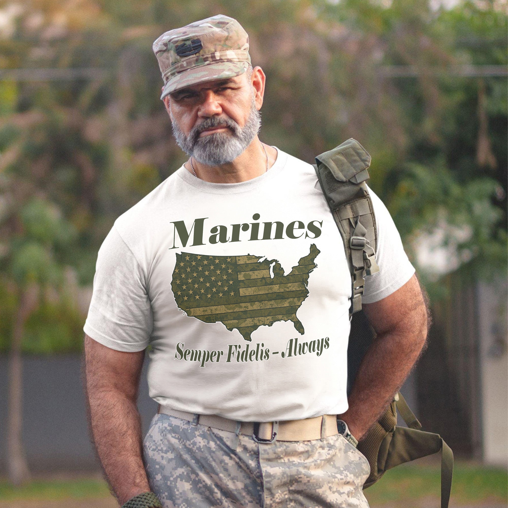 Semper Fidelis Always Faithful Marines US Military Veteran Patriotic Tribute T-Shirt