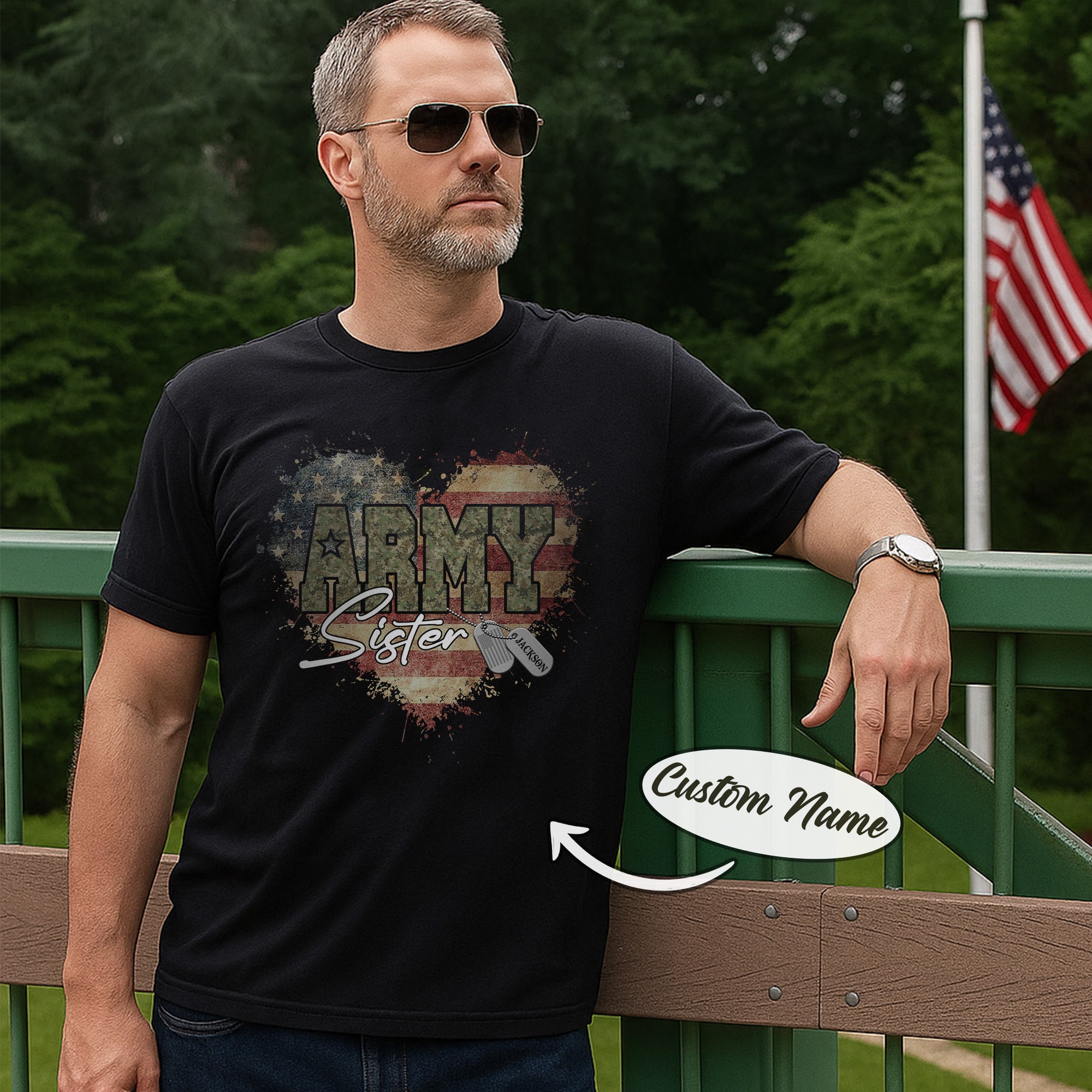 US Army Military Veteran Patriotic Service Tribute Personalized T-Shirt