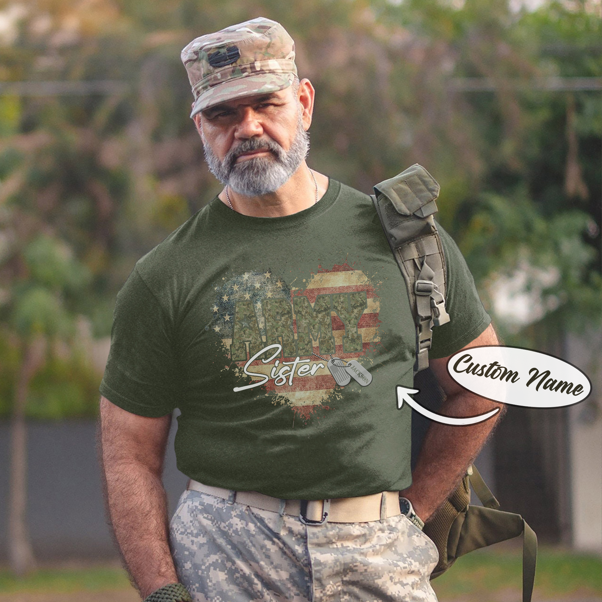 US Army Military Veteran Patriotic Service Tribute Personalized T-Shirt